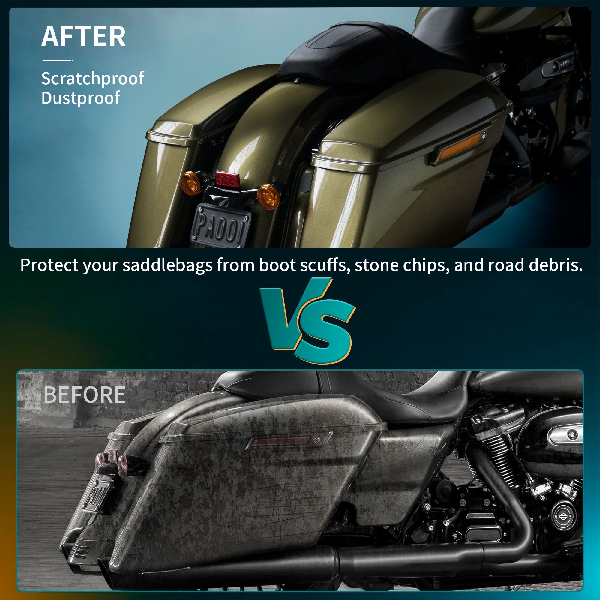 MoKitDora Touring Saddlebag Lid Bra Covers Compatible with 1993-2013 Harley Road King Road Glide Electra Glide Street Glide, Stripes Stitched