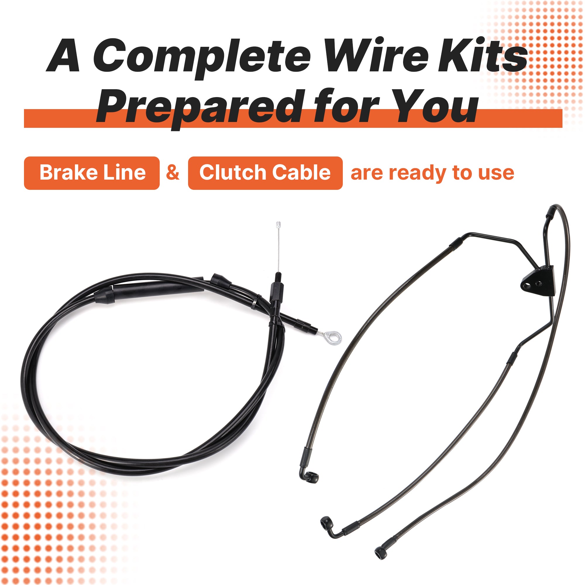 Pre-wired Ape Hangers Street Glide Handlebars with Clutch Cable Brake Line 1.25