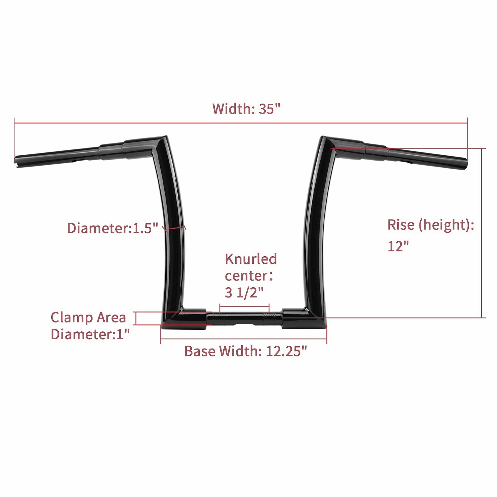 TIGERSGATE 1.5 inch Fat Ape Hangers 12 inch/14 inch/16 inch/18 inch Rise Handlebars for Harley Dyna Softail Sportster Road King Road Glide