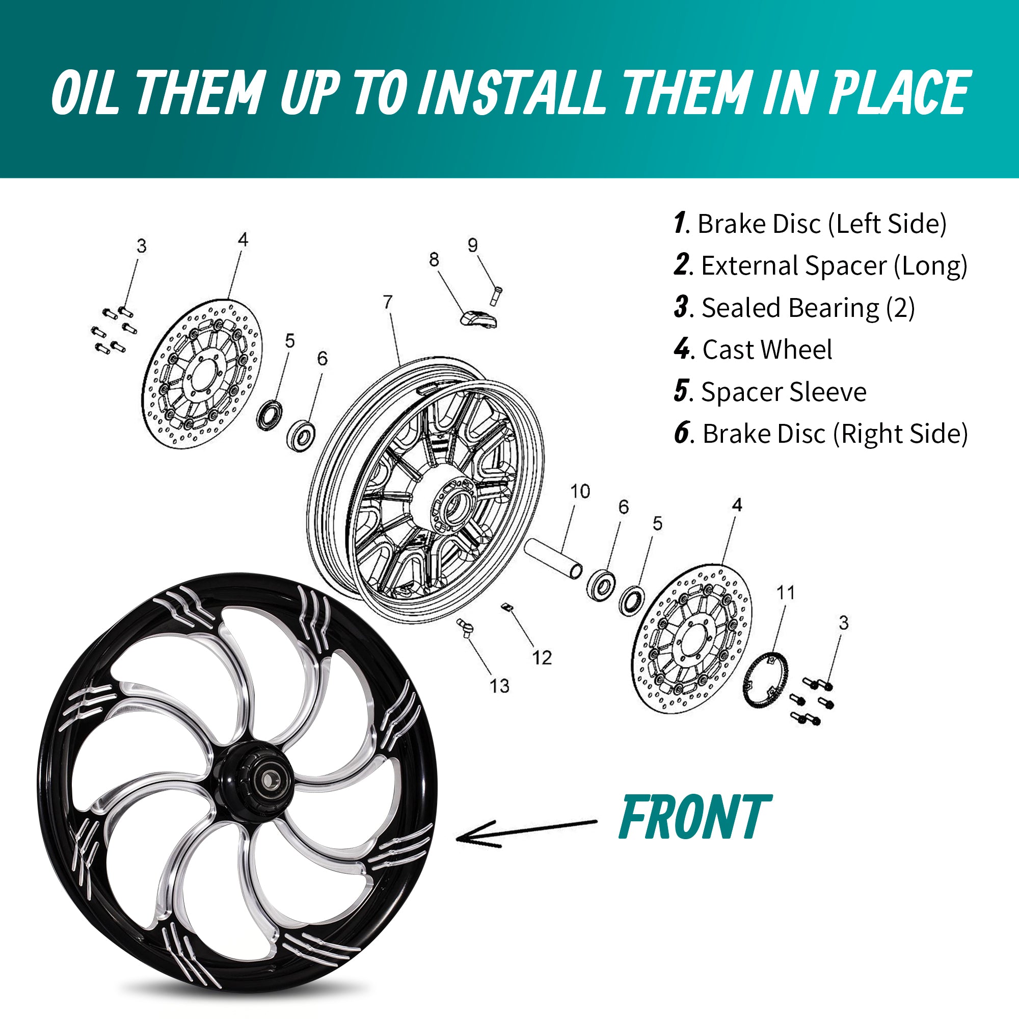 MoKitDora Wheel Bearings Harley Sportster Front Bearing Seal Kit for 1977-1999 883 1200 XL Low Rider Sport Glide Non-ABS