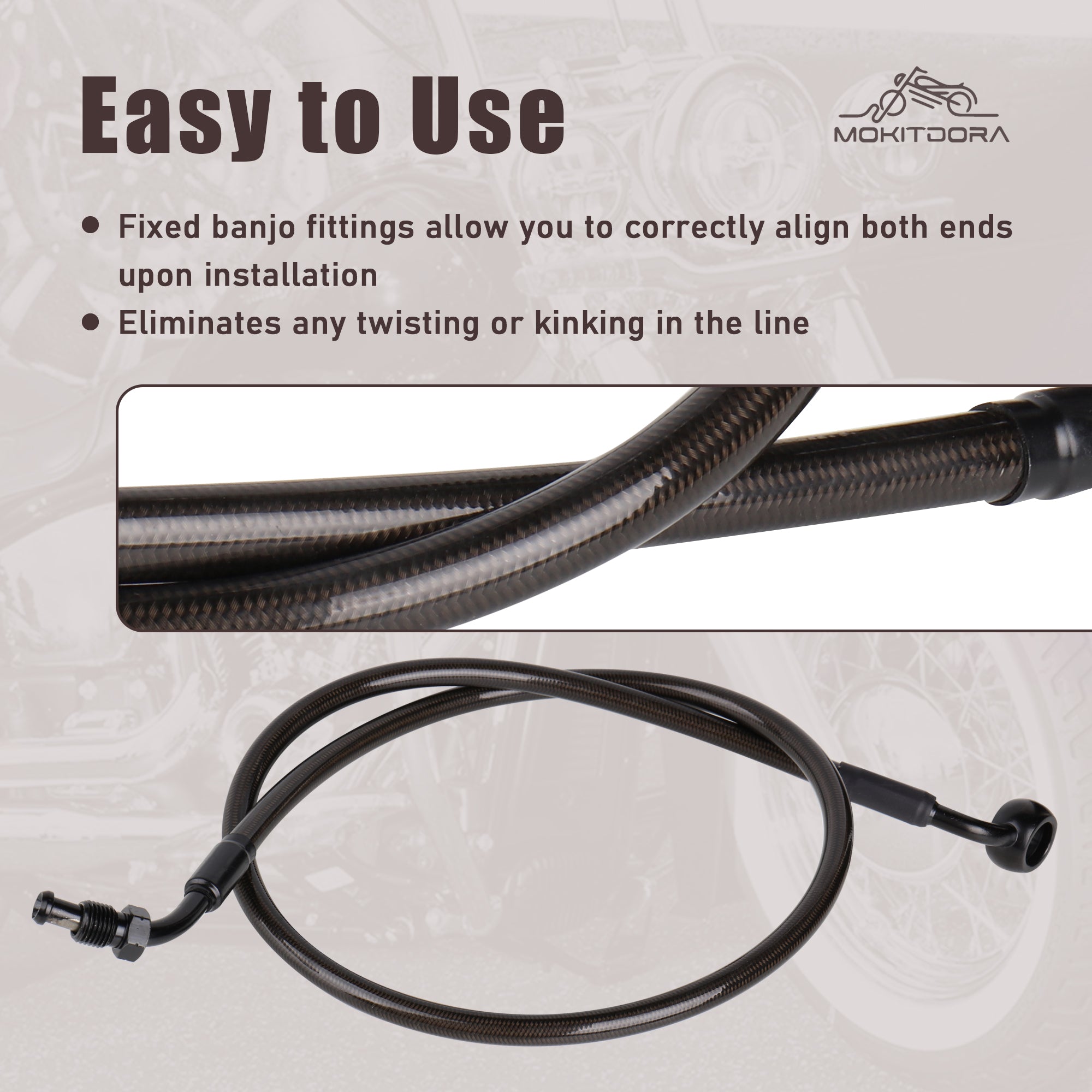 MoKitDora Softail Stainless Steel Braided Front Brake Lines Oil Hose for Harley with ABS 12