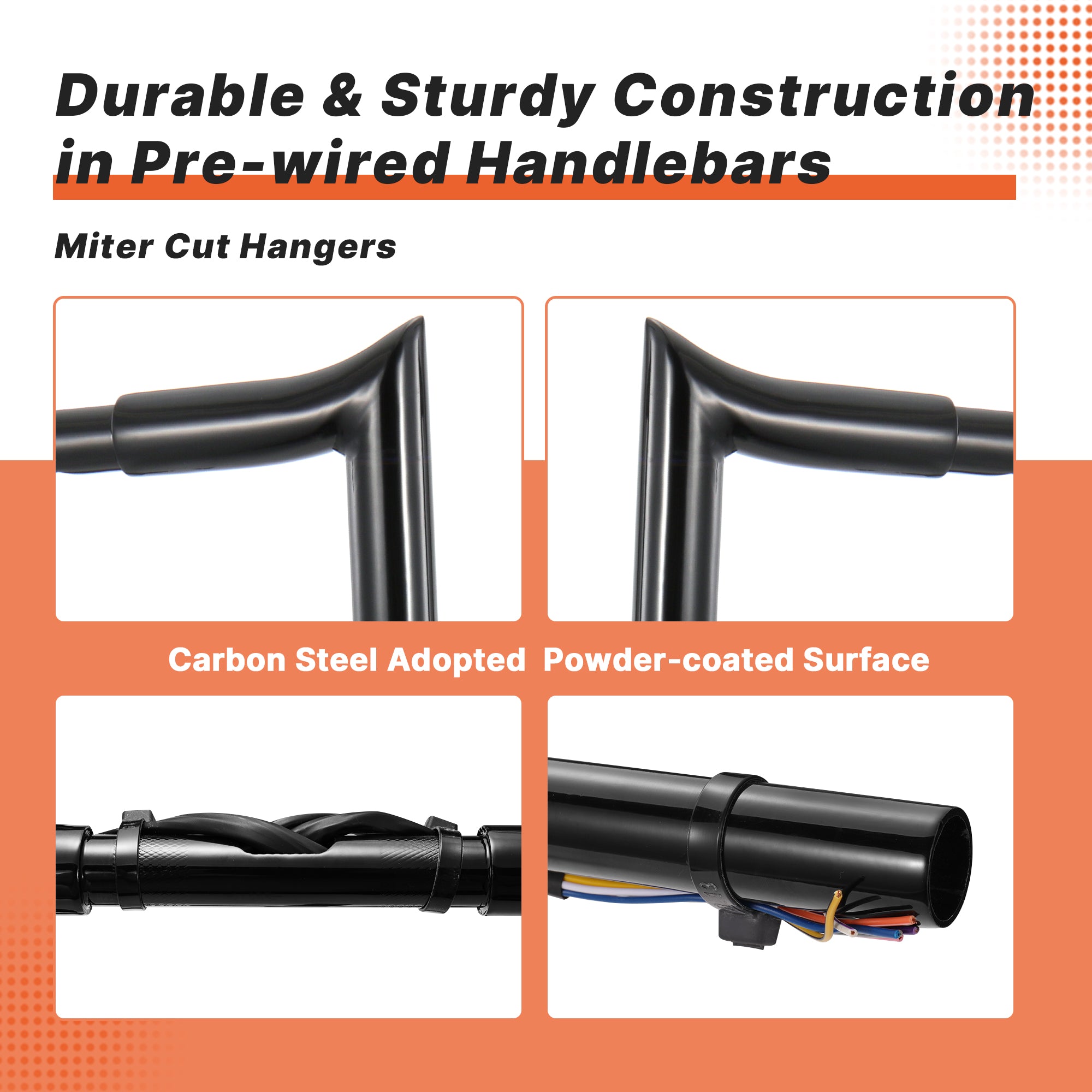 Pre-wired Ape Hangers Street Glide Handlebars with Clutch Cable Brake Line 1.25