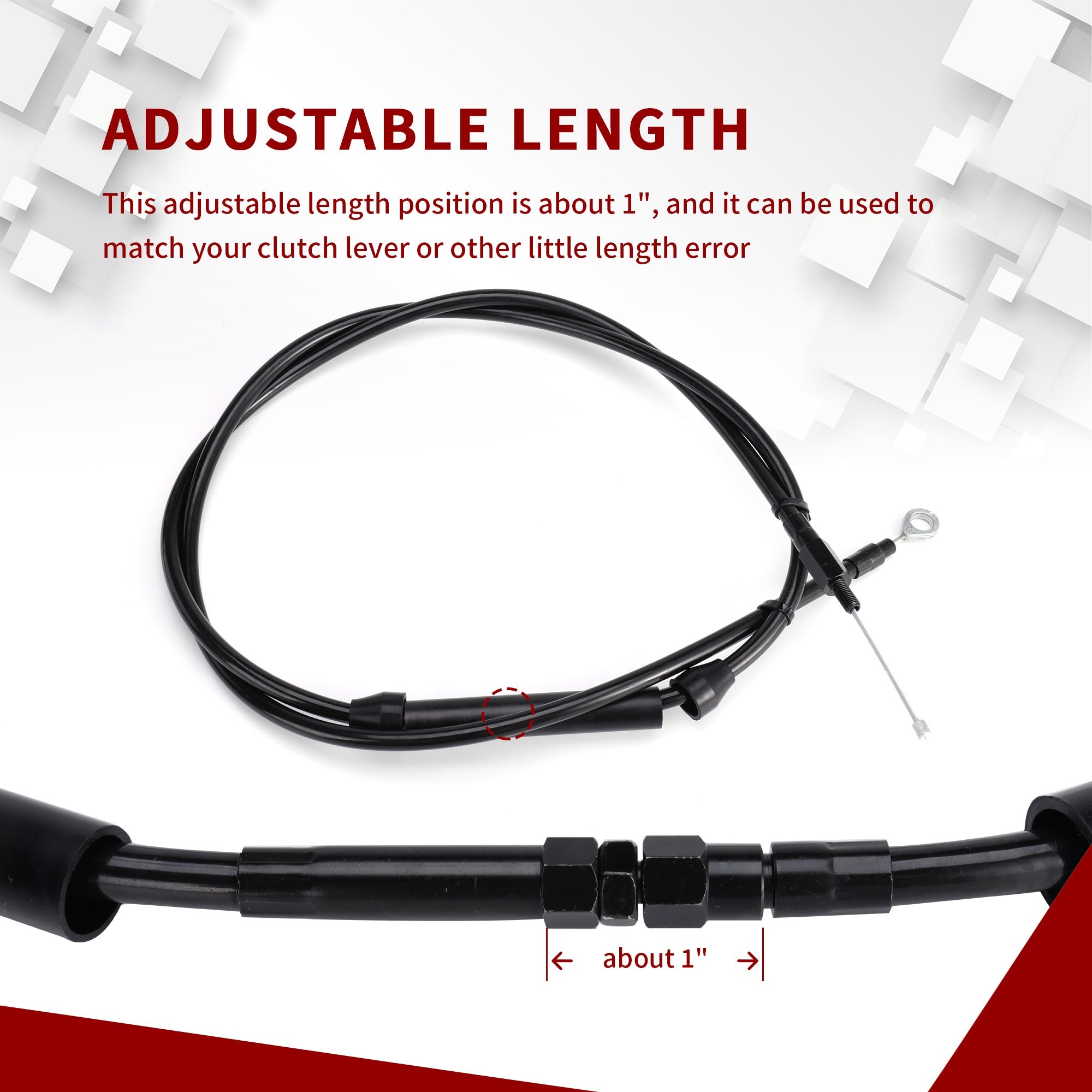 Extended Length Clutch Cable Compatible for 2007-2016 Harley Touring & Softail & Dyna and 18-up softail & 2020-up Touring