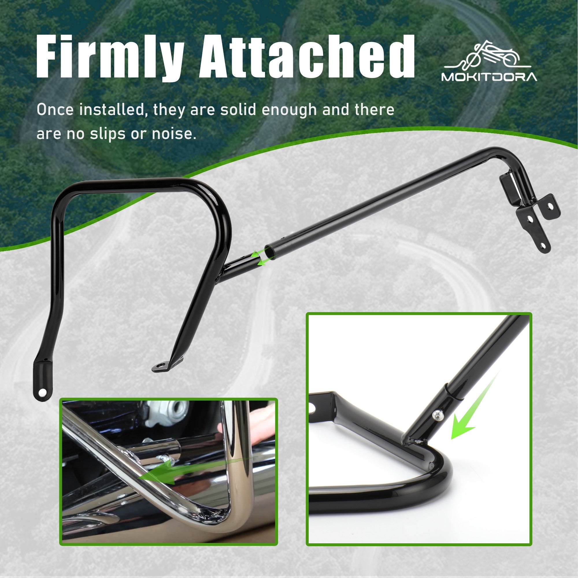 MoKitDora Touring Rear Saddlebag Bracket Guard Bars Compatible with 2014-up Harley Street Road Electra Glide Road King, Black