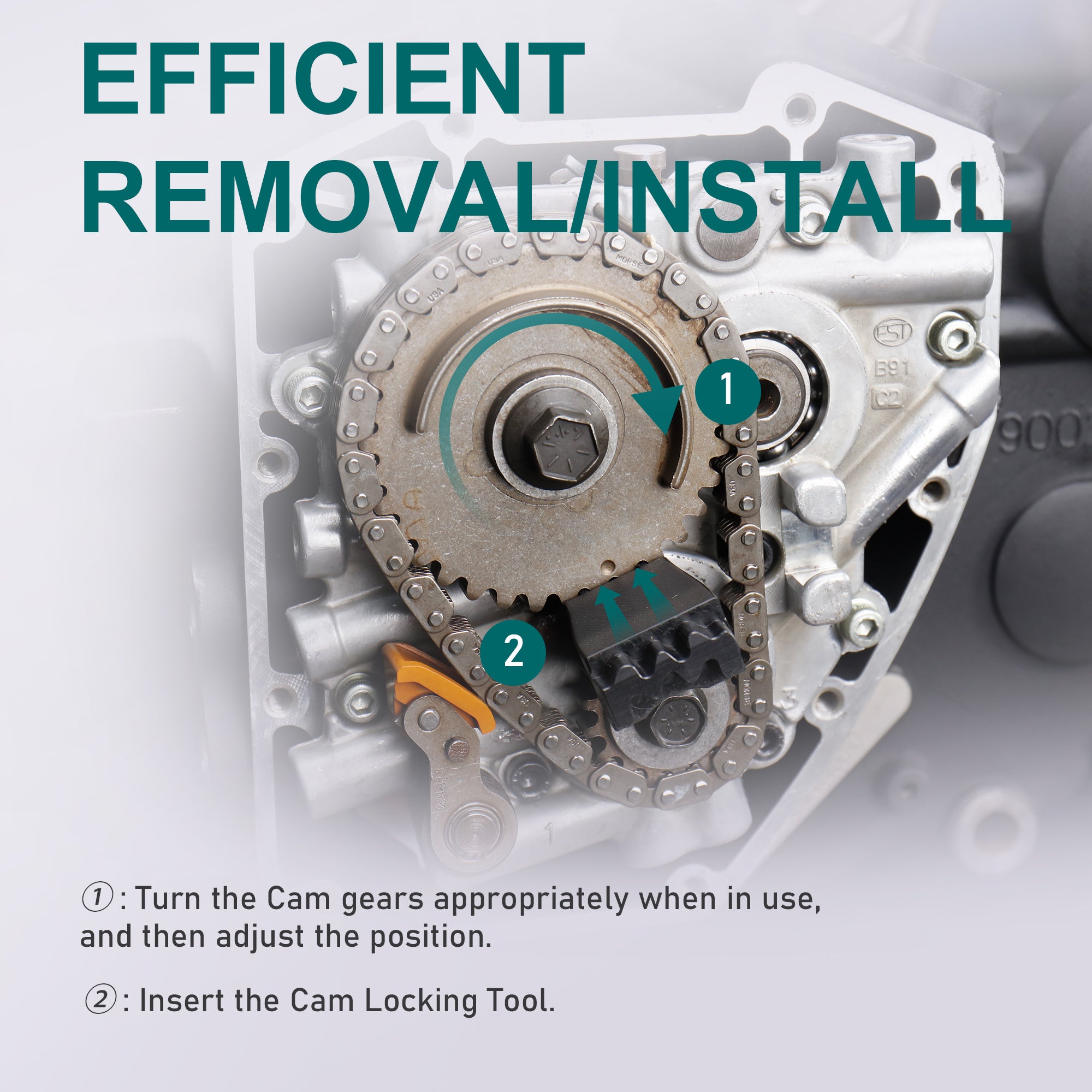 MoKitDora Double-Headed Cam Locking Tool Compatible with Harley Twin Cam 1999-2017, M8 Milwaukee 8 Motors 2017-2024, Dyna 1999-2006 Models