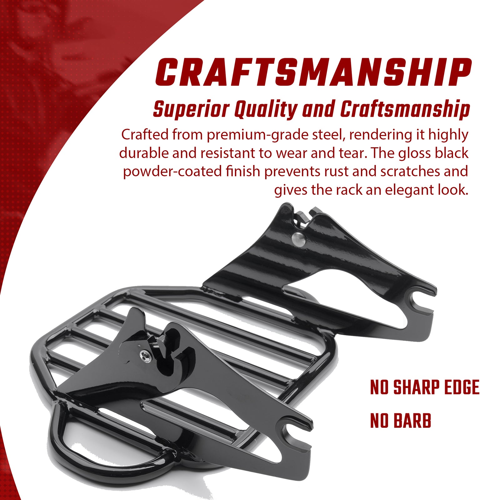 MoKitDora Detachable Two-Up Luggage Rack Rear Mounting Rack Compatible with Harley Touring Road King Road Glide Street Glide Electra Glide 2009-up, Black