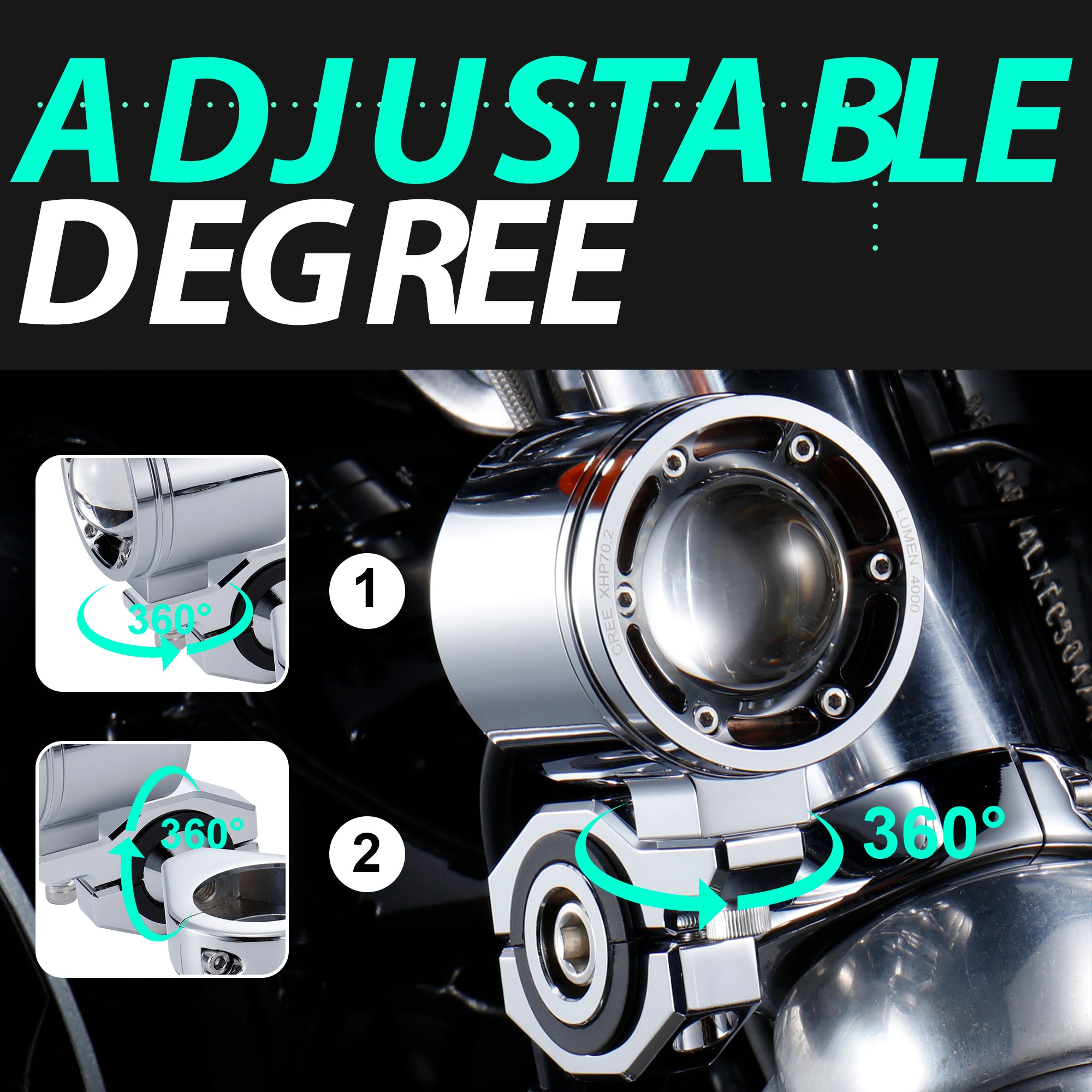 MoKitDora Harley Motorcycle Auxiliary Light Kit Driving Spotlights Fog Light with Mount Brackets Wire Harness Waterproof 72W for 49MM Front Fork