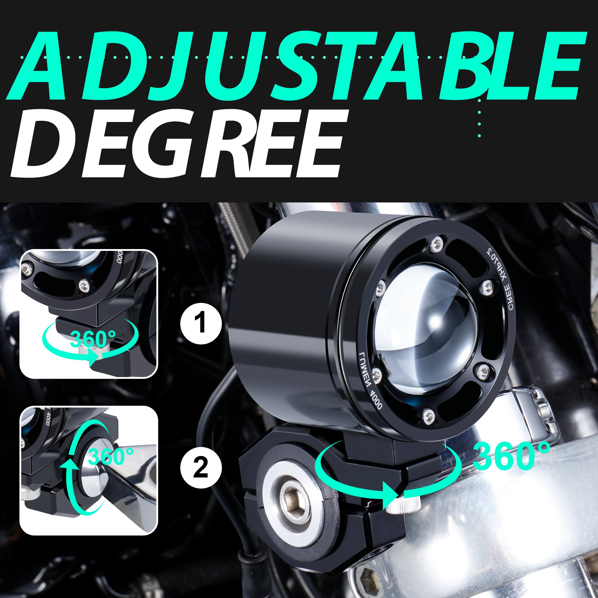 MoKitDora Harley Motorcycle Auxiliary Light Kit Driving Spotlights Fog Light with Mount Brackets Wire Harness Waterproof 72W for 41MM Front Fork