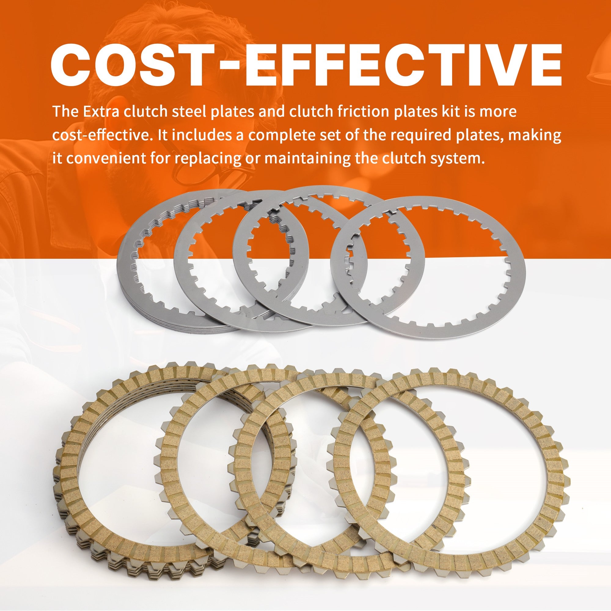 Big Twin Extra Clutch Friction Steel Plates 17pcs Clutch Kit for 1991-2017 Sportster, and 1991-2002 Buell All Models