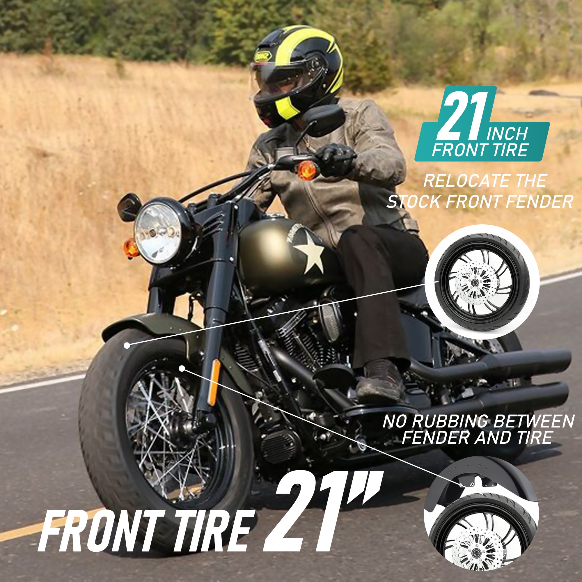 MokitDora Front Fender Spacer Bracket Relocator Riser Kit Compatible with 1986-2017 Harley Softail 21