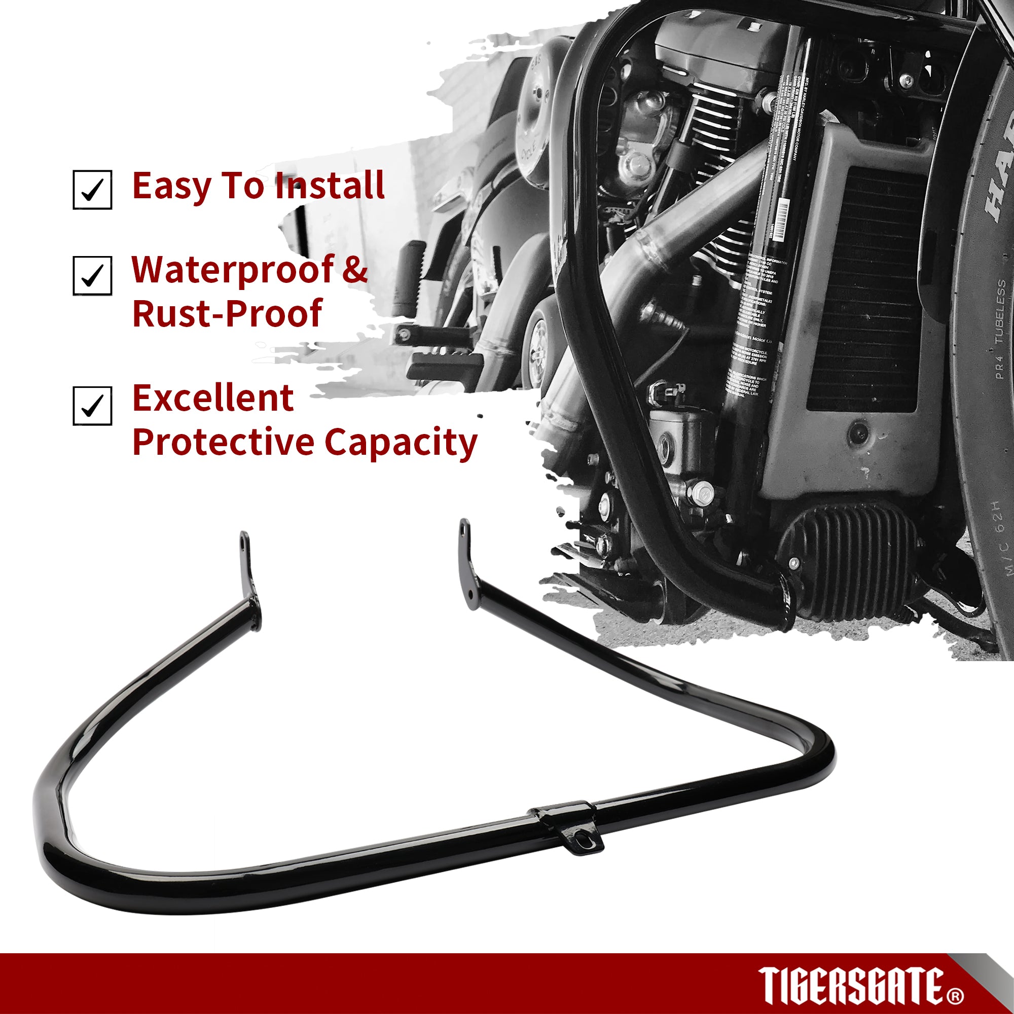 Black Softail Engine Guard Crash Bar 1.25