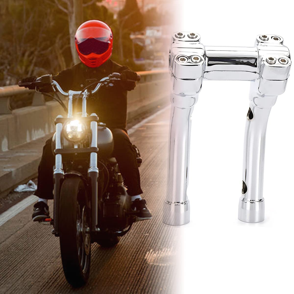TIGERSGATE Chrome 4 Inch Riser 1 Murdock Pullback Risers Designed for Most Harley Models
