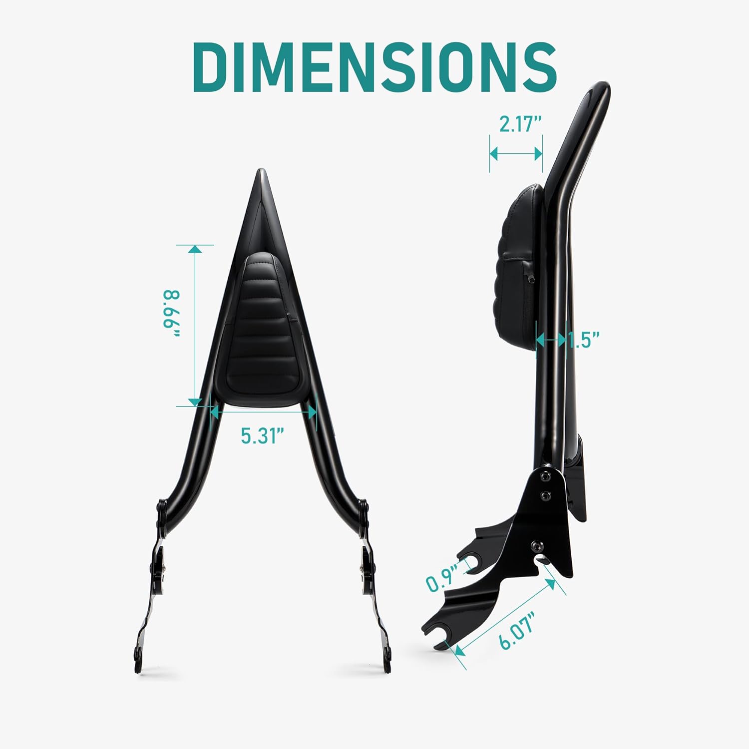 MoKitDora Touring Sissy Bar Passenger Detachable Backrest for 2009-2025 Harley Street Glide FLHX Road Glide FLTR Electra Glide FLHT Road King FLHR, Black