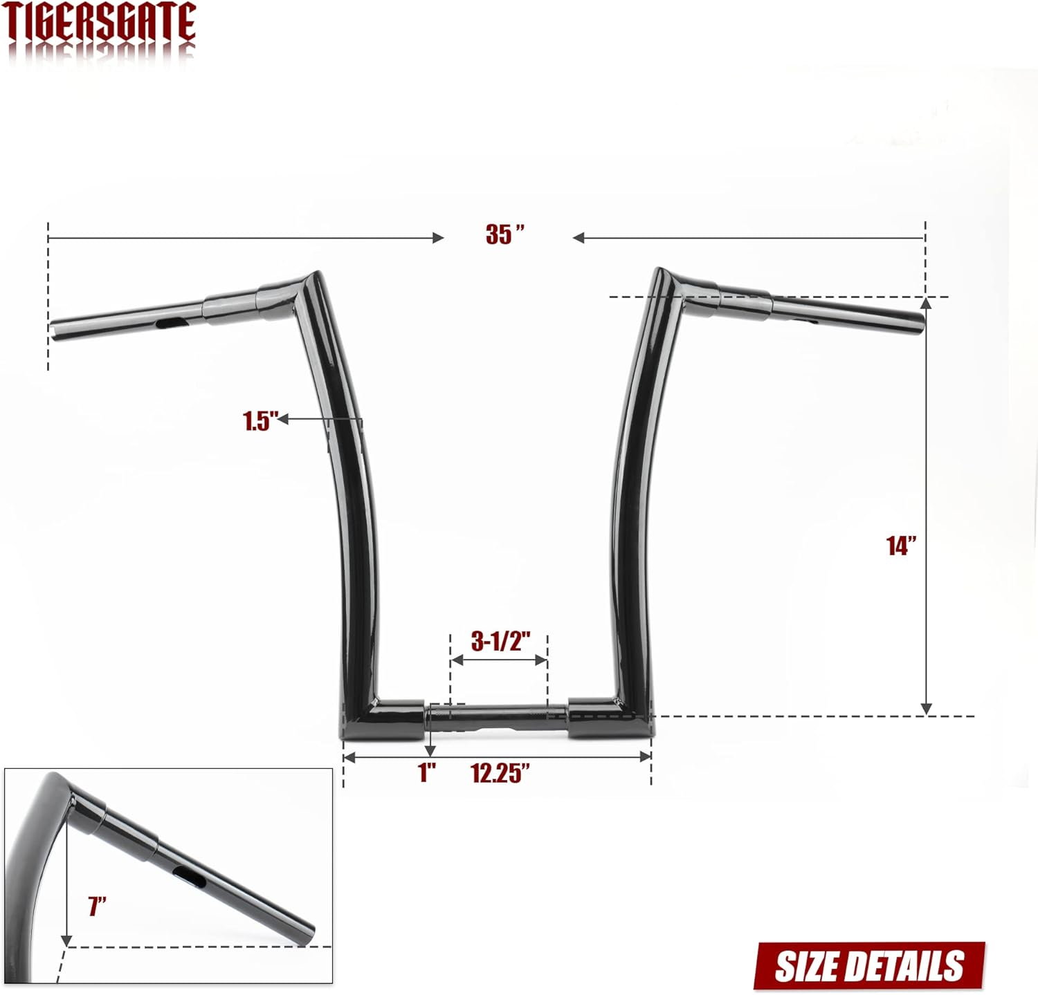 Gloss Black 1.5 inch Fat Ape Hangers 14 inch Rise Easy Wiring Handlebars for Harley 1996-2013 Road Glide & 1995-Up Road King & Softail models & Dyna Models