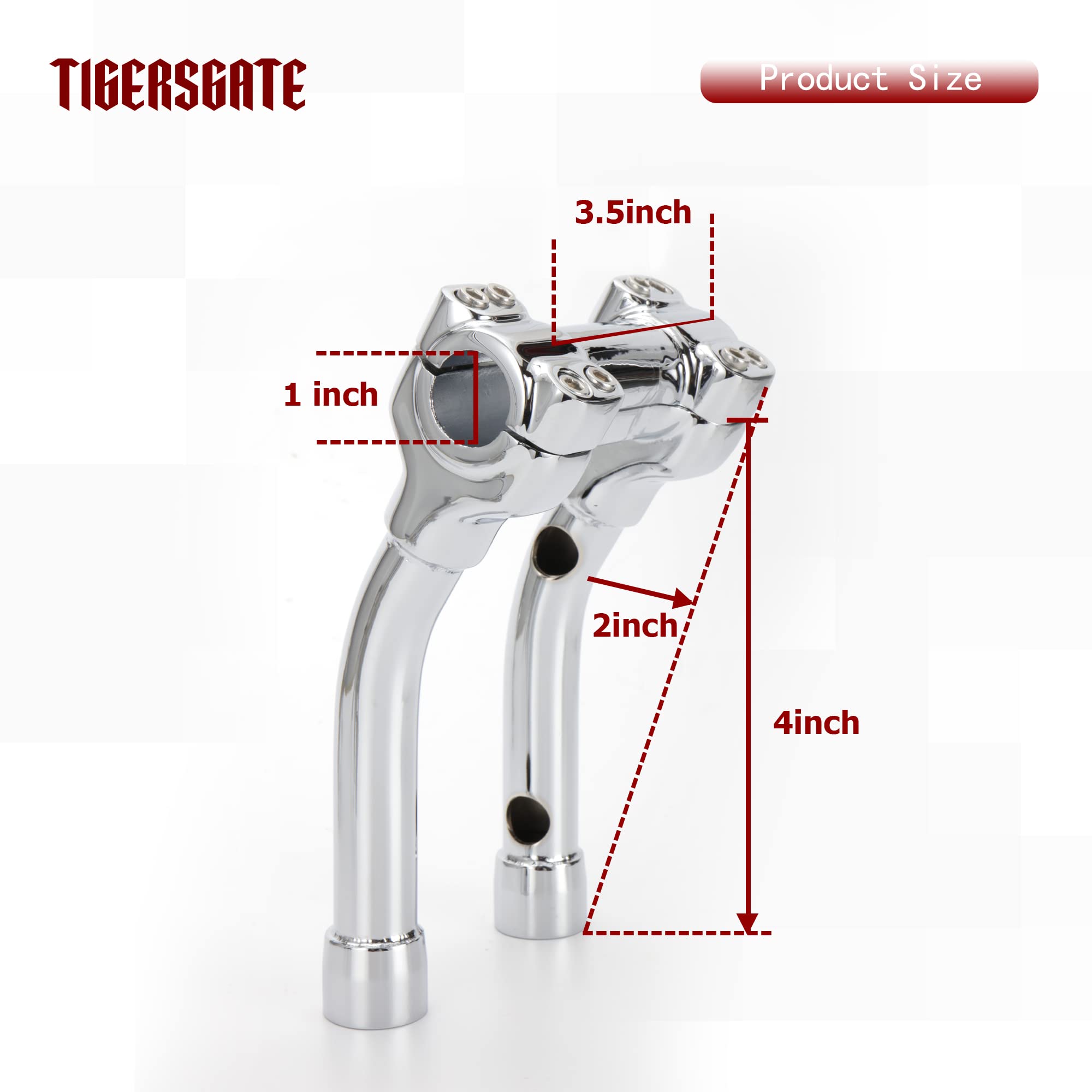 TIGERSGATE Chrome 4 Inch Riser 1 Murdock Pullback Risers Designed for Most Harley Models