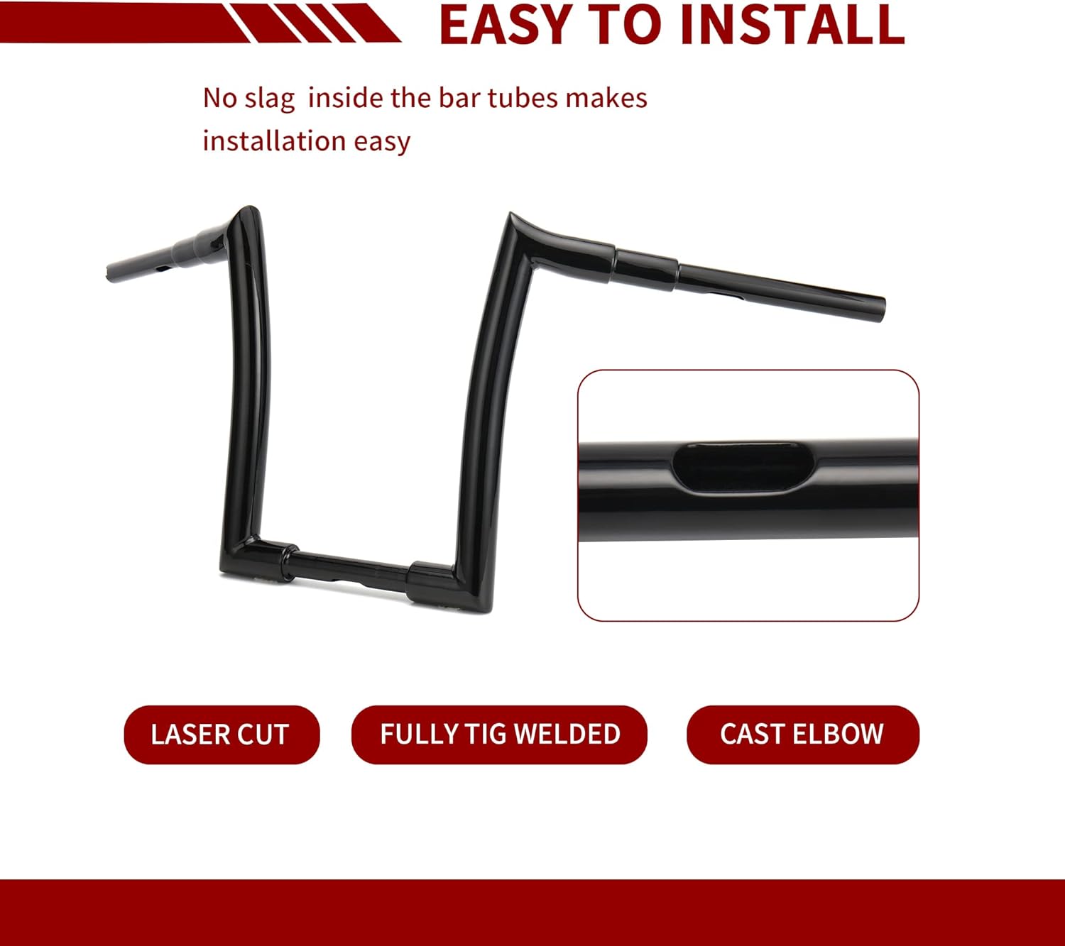 Gloss Black 1.5 inch Fat Ape Hangers 14 inch Rise Easy Wiring Handlebars for Harley 1996-2013 Road Glide & 1995-Up Road King & Softail models & Dyna Models