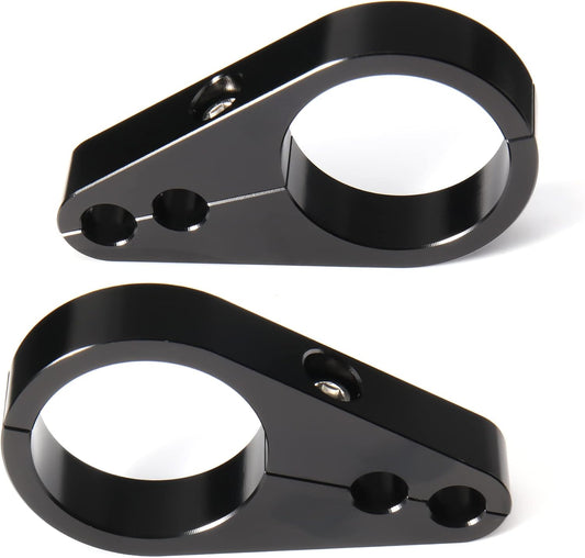 MoKitDora 1-1/4" Handlebar Clips or Frame Mount Dual Hole Throttle Clutch Cable Brake Line Clamp Universal for Harley 1.25 inch Motorcycle Bars 2 Pieces, Black