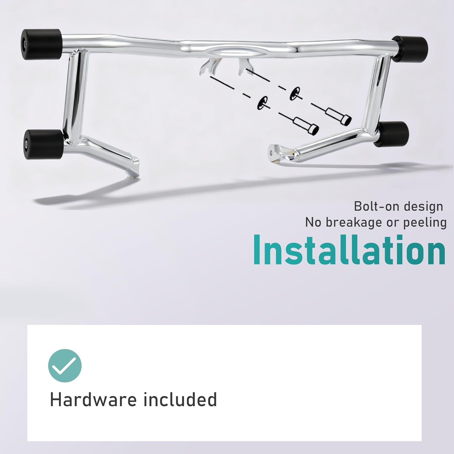 MoKitDora Front Engine Guard Highway Peg Two-Step Crash Bar for Harley 2014-later Touring Road King Street Electra Glide Special FLH FLHT FLHX FLHRXS FLHR, Chrome