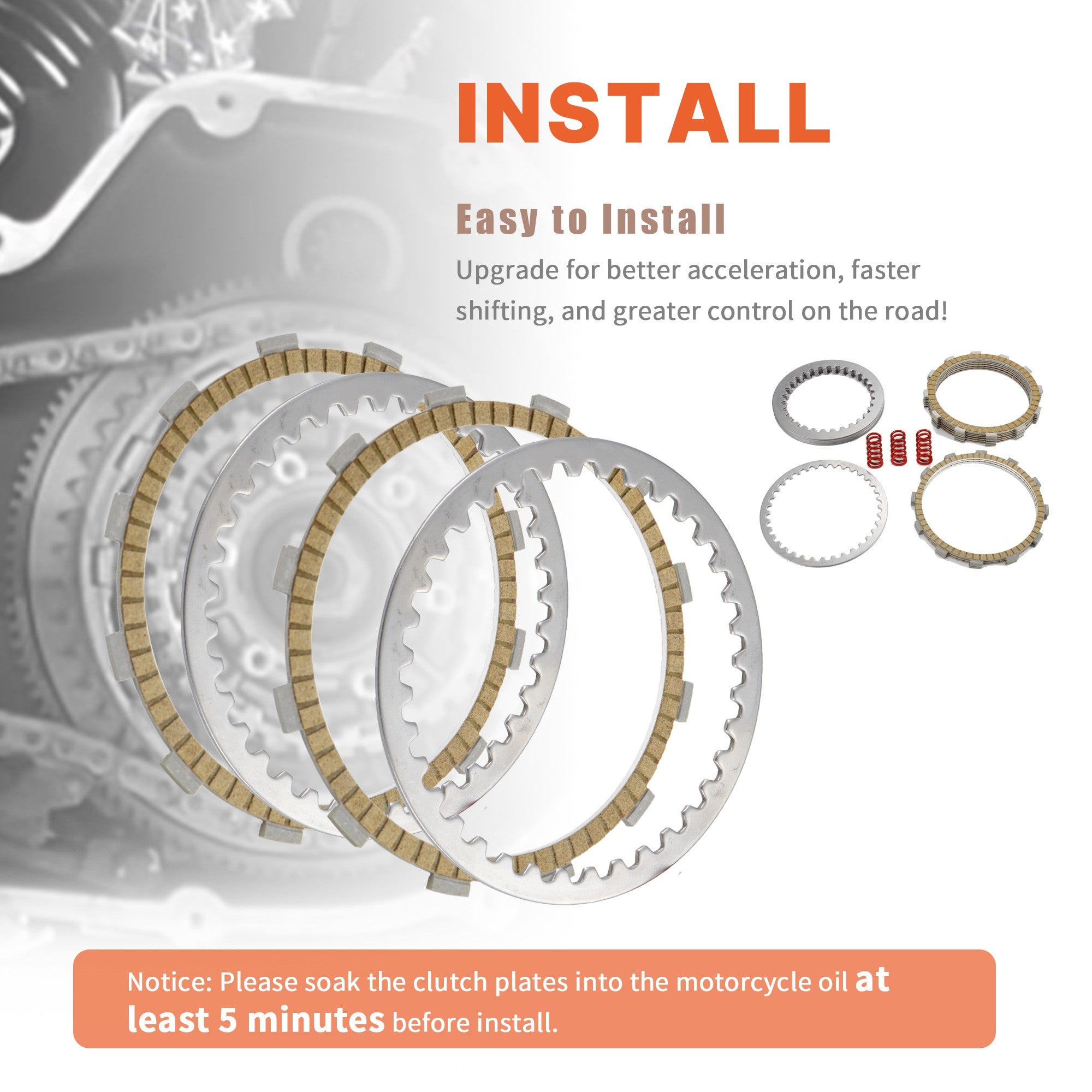 M8 2017-up Touring & 2018-up Softail Clutch Plates Kit Friction Steel for Harley 2017-up Touring Street Glide/Road Glide/Road King/Electra Glide & 2018-up Softail with Milwaukee 8 Engine