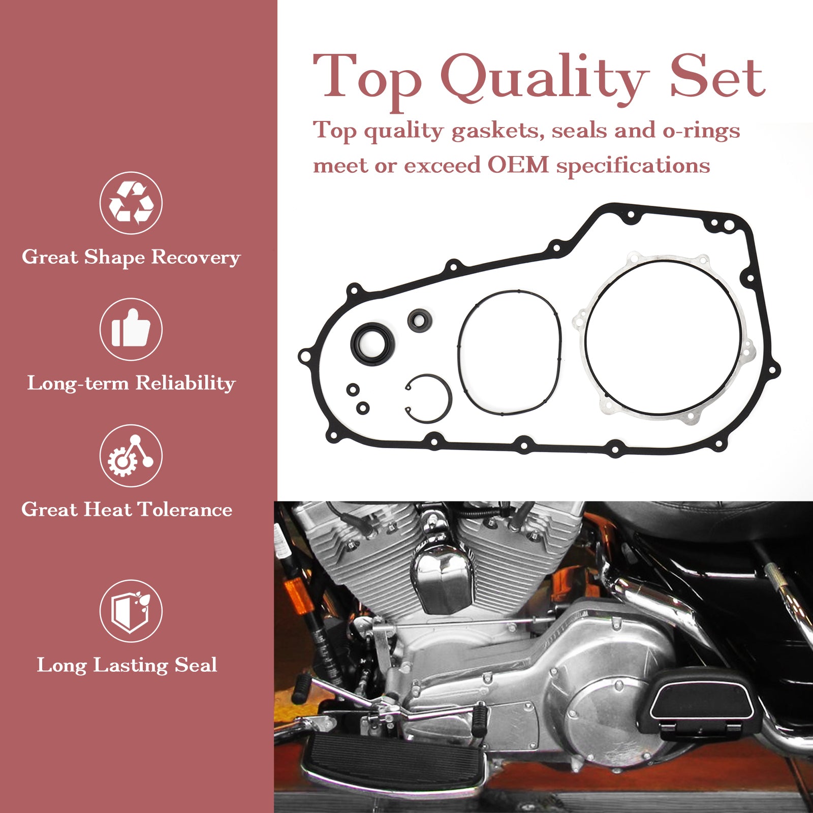 2006-2017 Softail & Dyna Primary Gasket Kit Clutch Cover Seal for Harley 2007-2017 Softail and 2006-2017 Dyna FXD Models