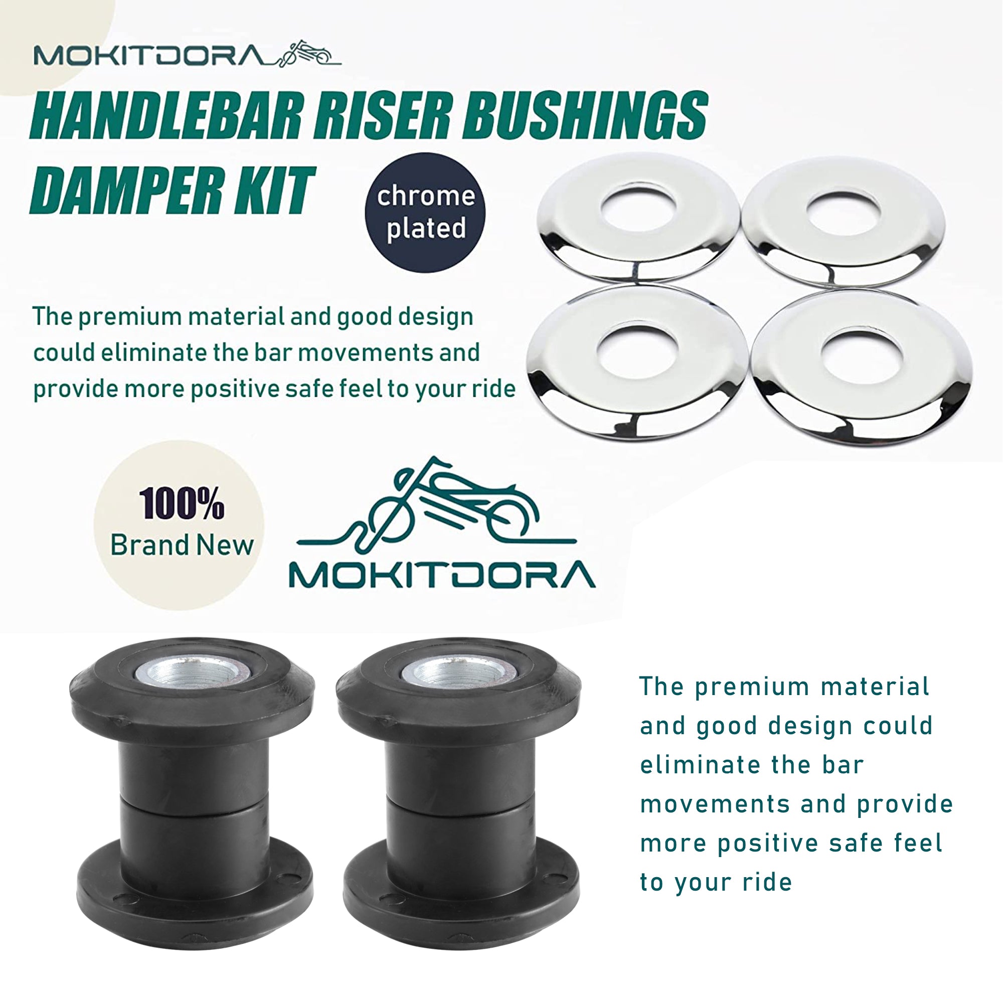 MoKitDora Handlebar Riser Bushings Damper Kit for 1983-up Harley Touring Road King Electra Street Glide FLHR FLTR FLHX FLHT & 2018-up Softail Deluxe Breakout Heritage Street Bob Fat Boy Low Rider