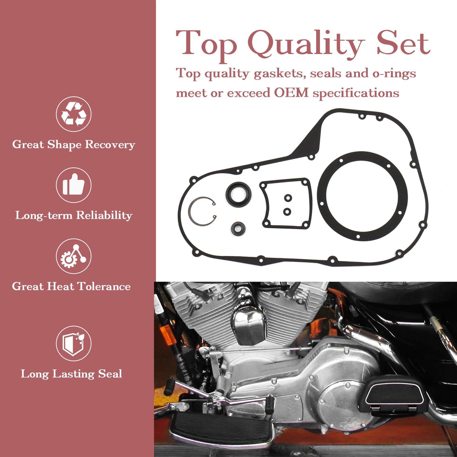 1999-2006 Twin Cam Touring Primary Cover Gasket Clutch Inspection Seal Set for Harley 1999-2006 Twin Cam Street Glide/Electra Glide FLHT/Road Glide FLTR/Road King FLHR Models