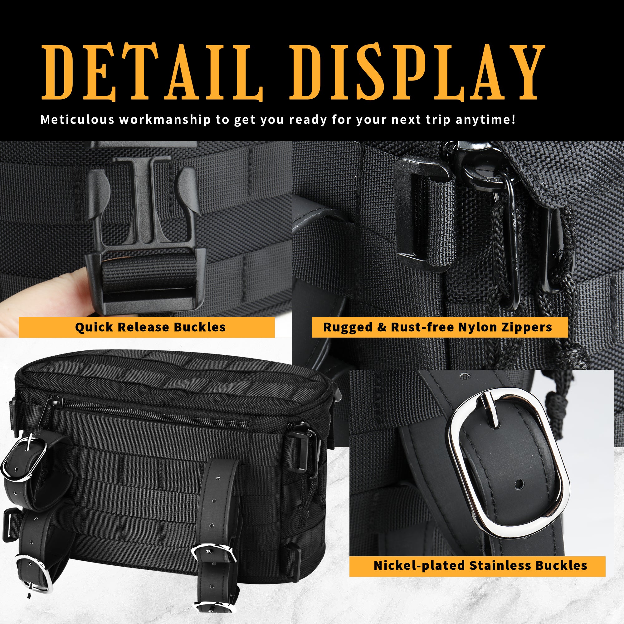 Motorcycle Bag, Universal Motorcycle Handlebar Bag Front Fork Storage Saddle Bag Fit for Harley Touring Softail Dyna Sportster