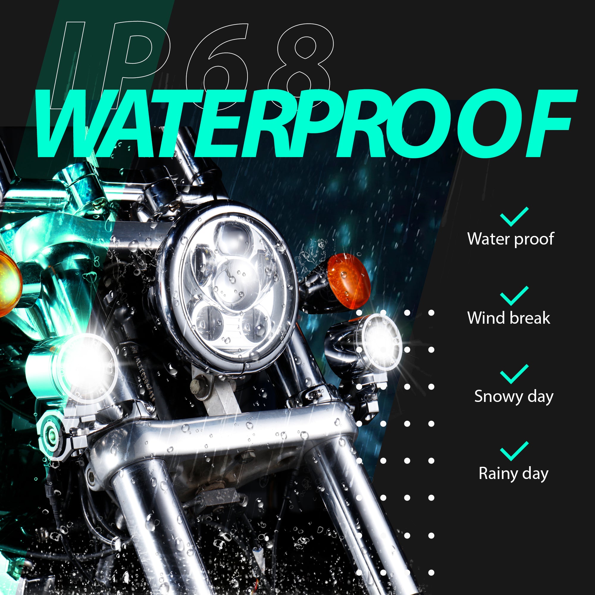 MoKitDora Harley Motorcycle Auxiliary Light Kit Driving Spotlights Fog Light with Mount Brackets Wire Harness Waterproof 72W for 39MM Front Fork