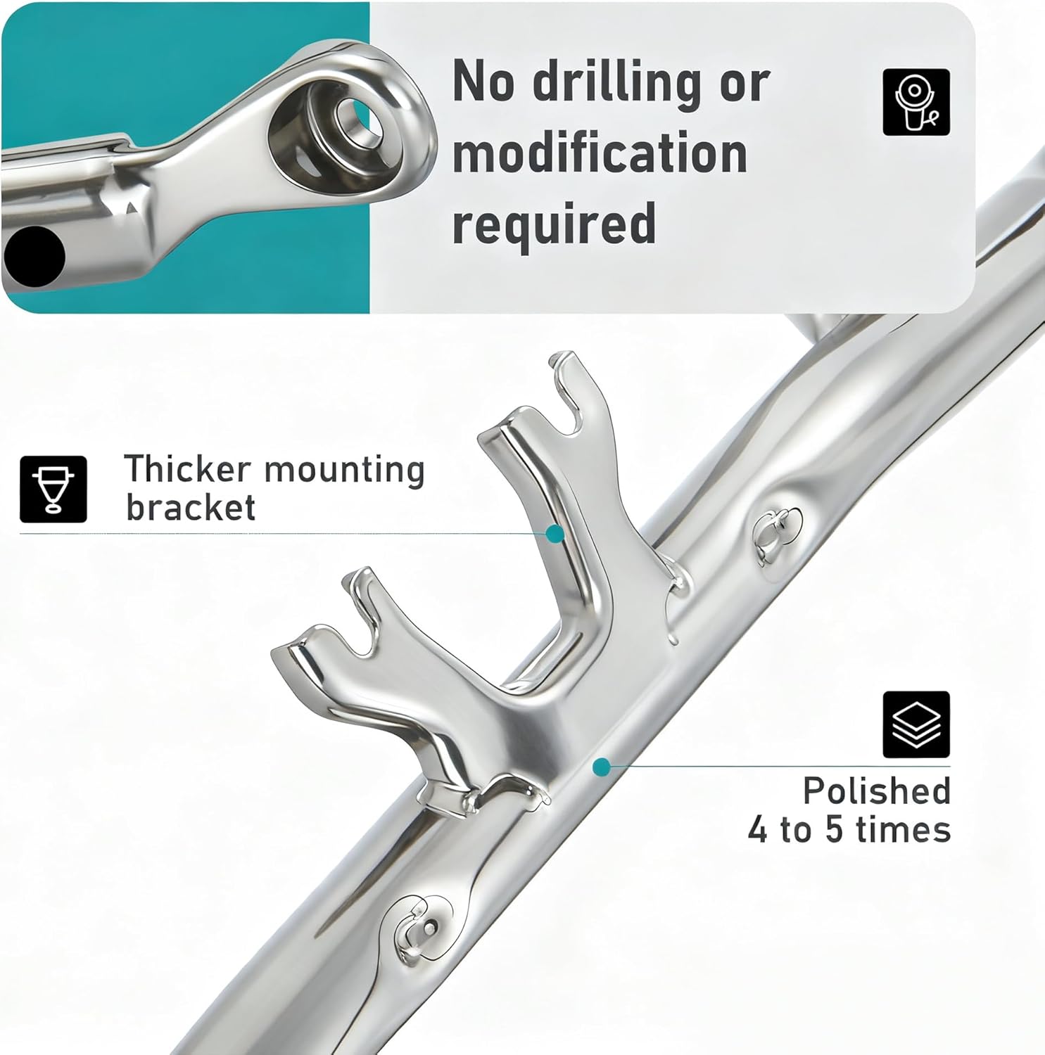 MoKitDora Front Engine Guard Highway Peg Two-Step Crash Bar for Harley 2014-later Touring Road King Street Electra Glide Special FLH FLHT FLHX FLHRXS FLHR, Chrome