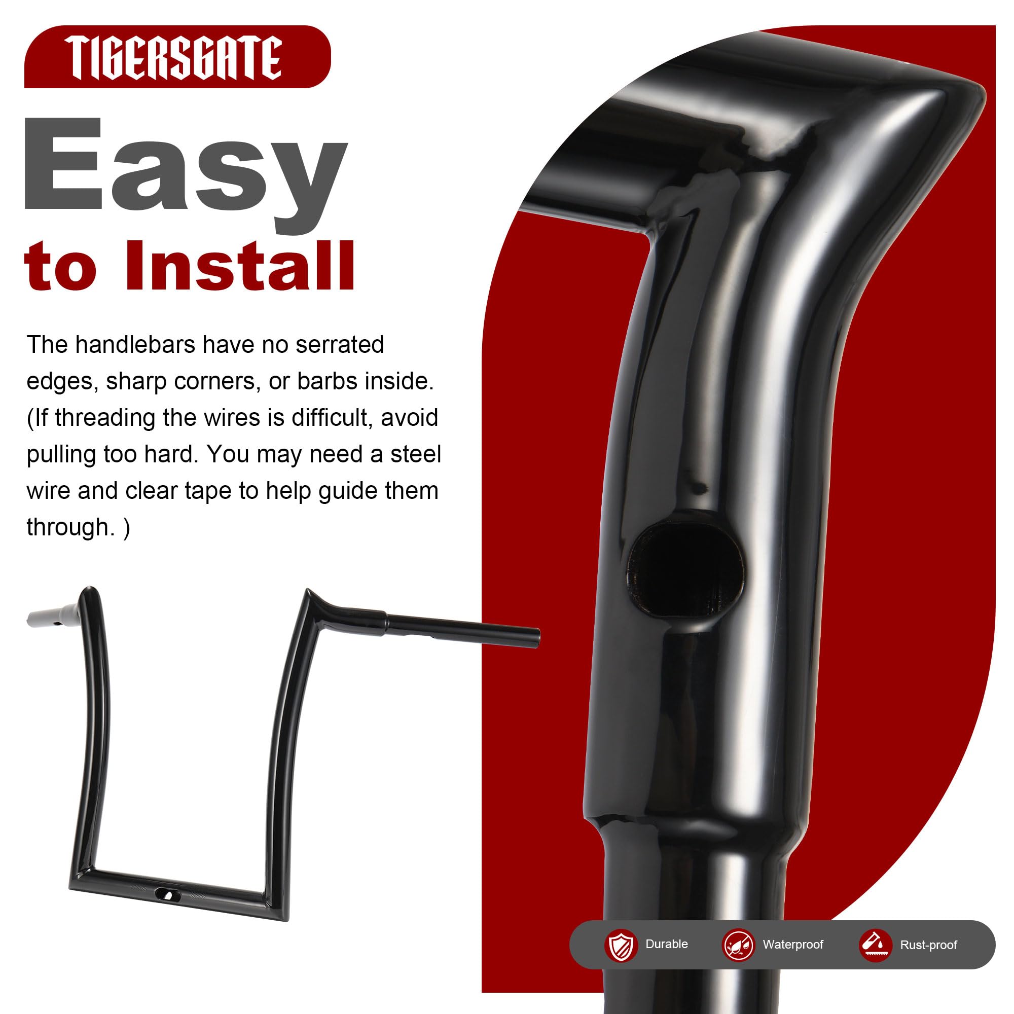 TIGERSGATE 1-1/4 Fat Meathook Monkey Bagger 10/12/14/16 inch Rise Ape Hanger Handlebar for 2015-2023 Road Glide, Road Glide Special, Road Glide Custom, Road Glide Ultra