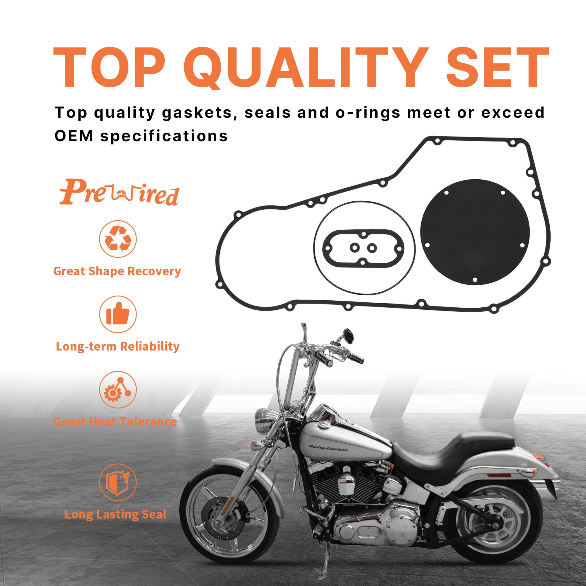 1994-2006 Softail & Dyna Primary Cover Gasket Kit Clutch Cover Oil Seal Set for Harley 1994-2005 Dyna & 1994-2006 Softail All Models, 4 PCS