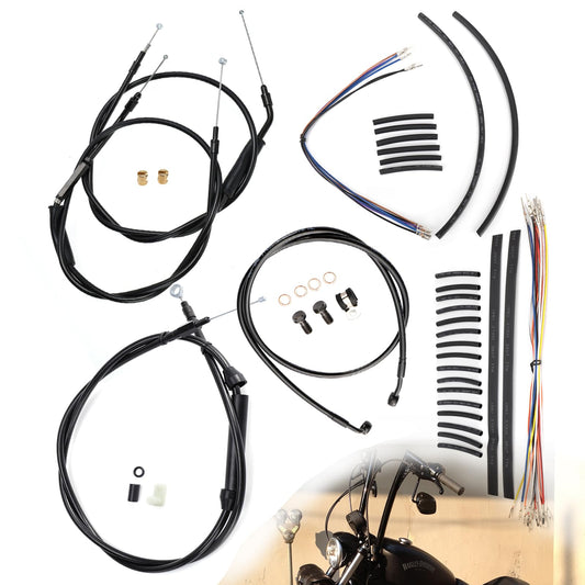 TIGERSGATE 16 inch Ape Hanger Sportster Cables Kit Handlebar Extended CAN-Bus/Turn Signal Wires/Clutch/Throttle Cables/Brake Line for 2007-2013 Harley Non-ABS Iron XL XLH 883 1200 50 Models