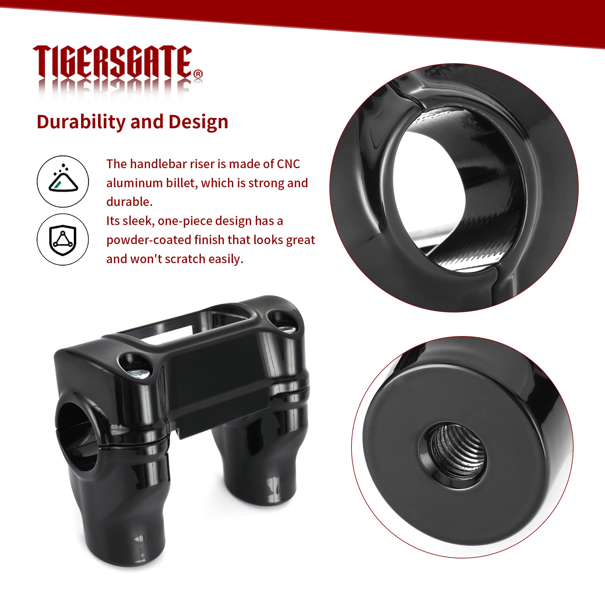 TIGERSGATE Black 2 Rise 1 Pull Back 1.25 Mount Handlebar Risers for 2018-up Harley Street Bob FXBB, Softail Standard FXST, Breakout FXBR, Breakout 117 FXBRS & 2021-Later Street Bob 114 FXBBS Models
