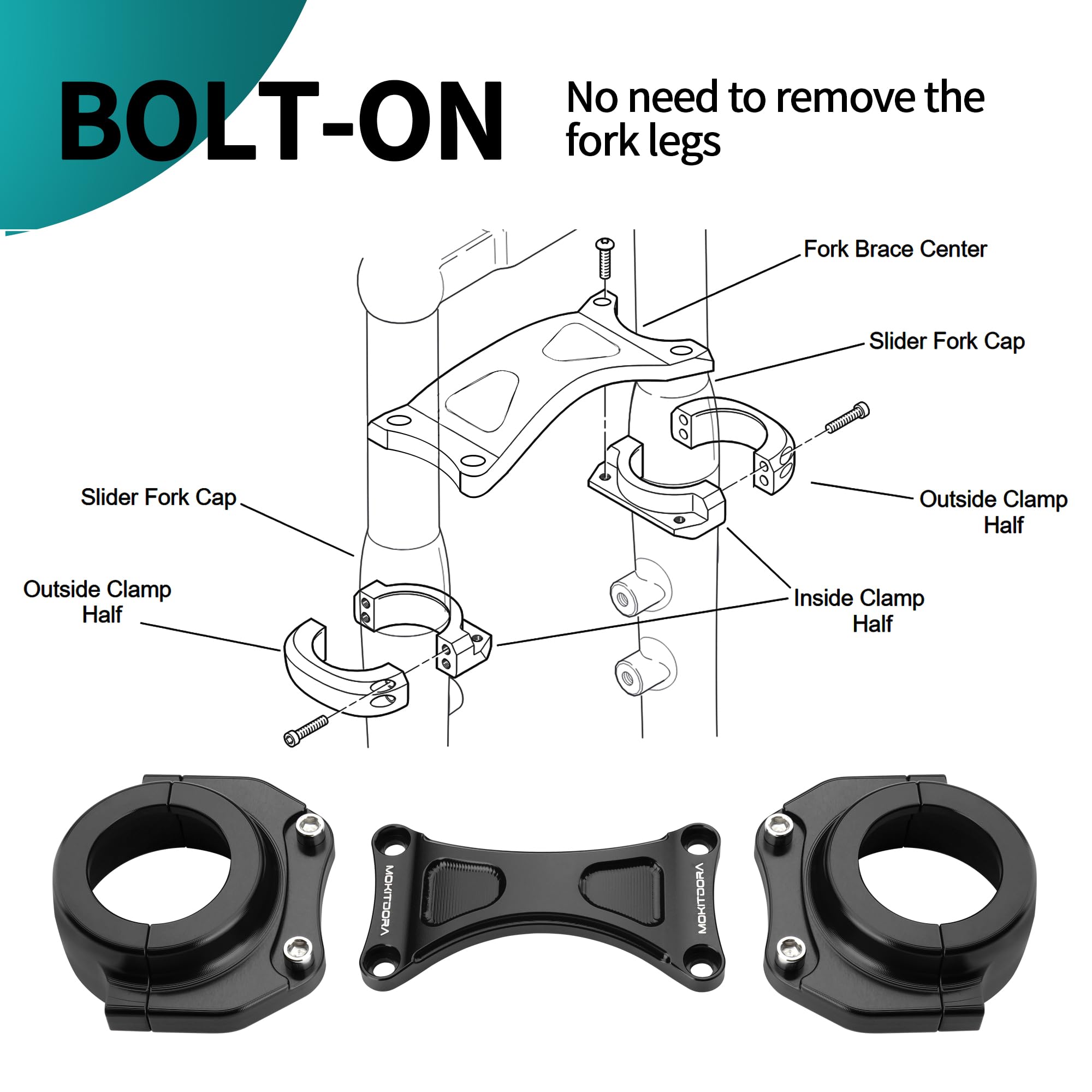 MoKitDora 49mm Front Fork Brace for Harley 2018-later Softail Low Rider FXLR Street Bob FXBB Standard FXST Models