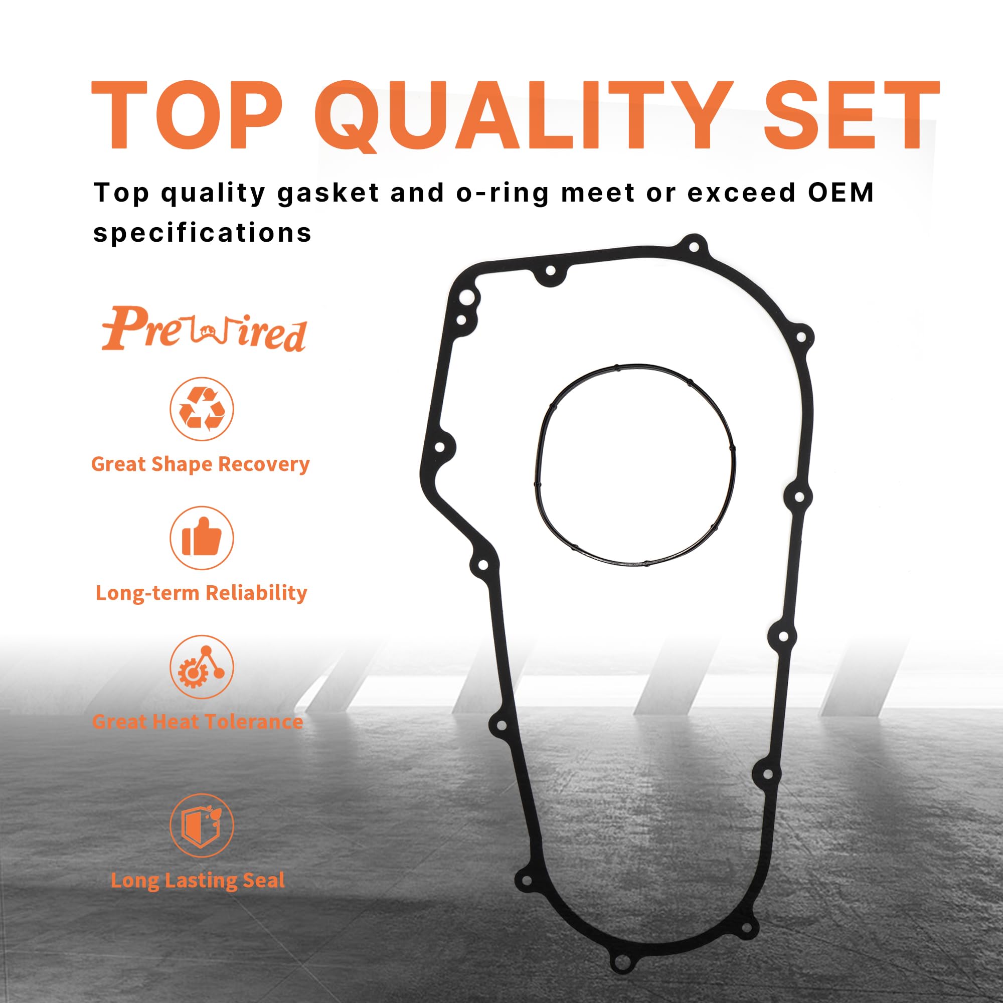 Prewired 2006-2017 Softail & Dyna Primary Gasket Kit Clutch Cover Seal for Harley 2007-2017 Softail and 2006-2017 Dyna FXD Models, 2 PCS
