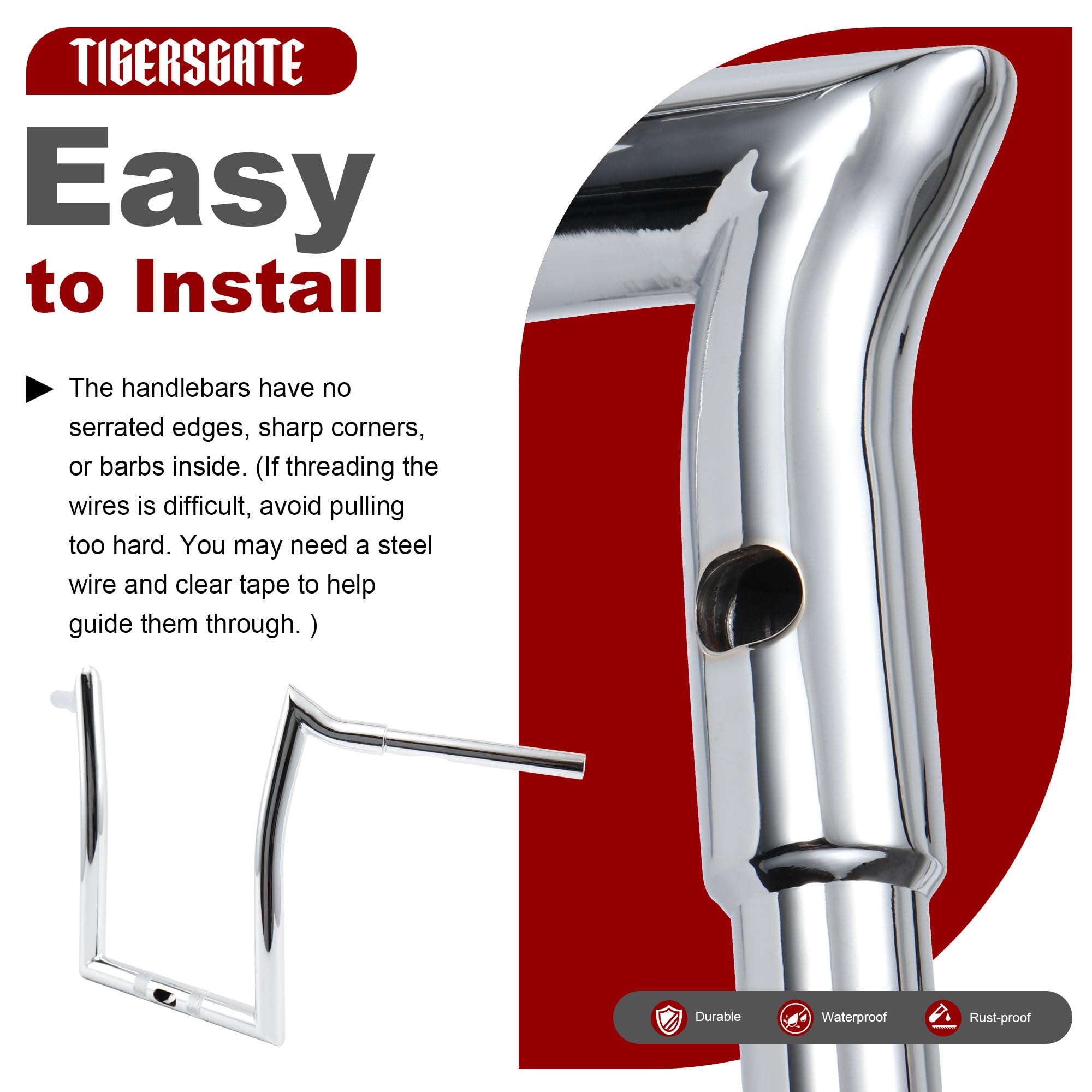 TIGERSGATE 1-1/4 Fat Meathook Monkey Bagger 10/12/14/16 inch Rise Ape Hanger Handlebar for 2015-2023 Road Glide, Road Glide Special, Road Glide Custom, Road Glide Ultra