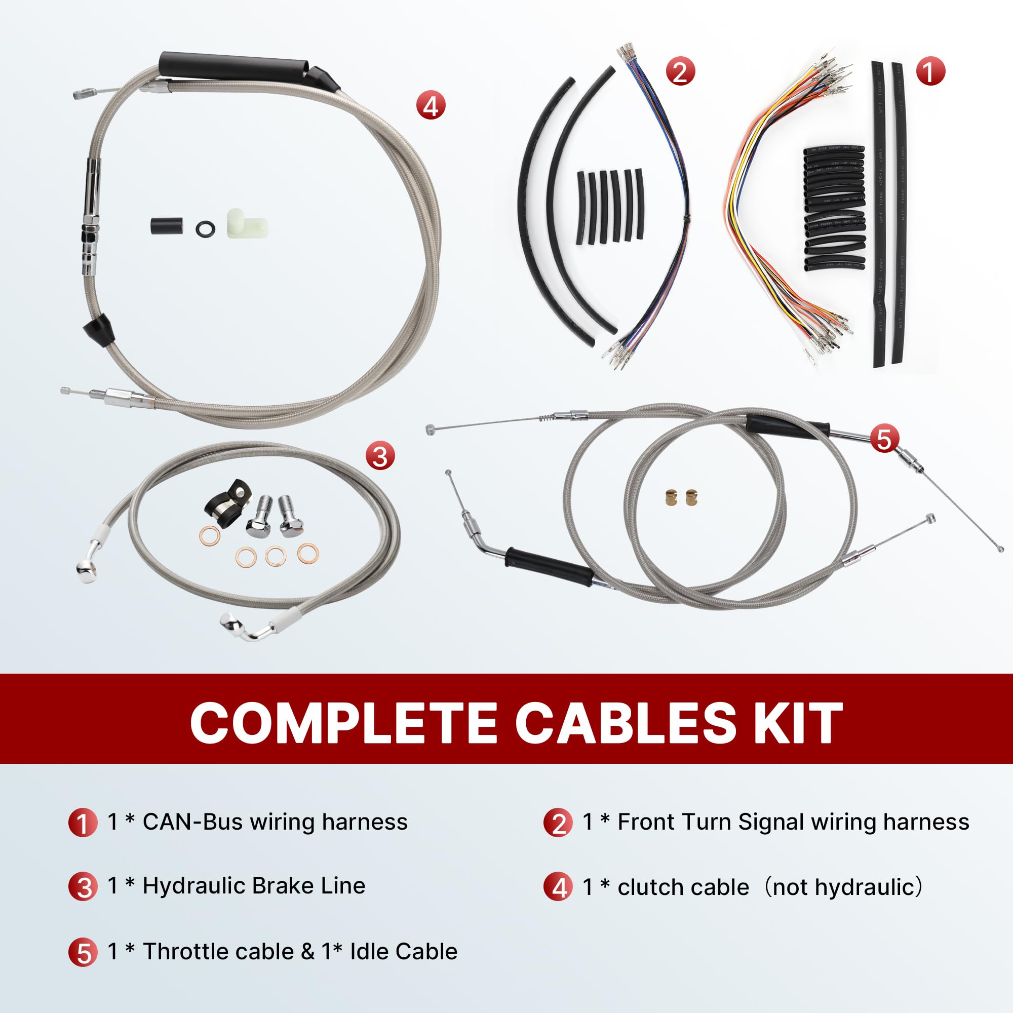TIGERSGATE 16 inch Ape Hanger Sportster Cables Kit Handlebar Extended CAN-Bus/Turn Signal Wires/Clutch/Throttle Cables/Brake Line for 2007-2013 Harley Non-ABS Iron XL XLH 883 1200 50 Models