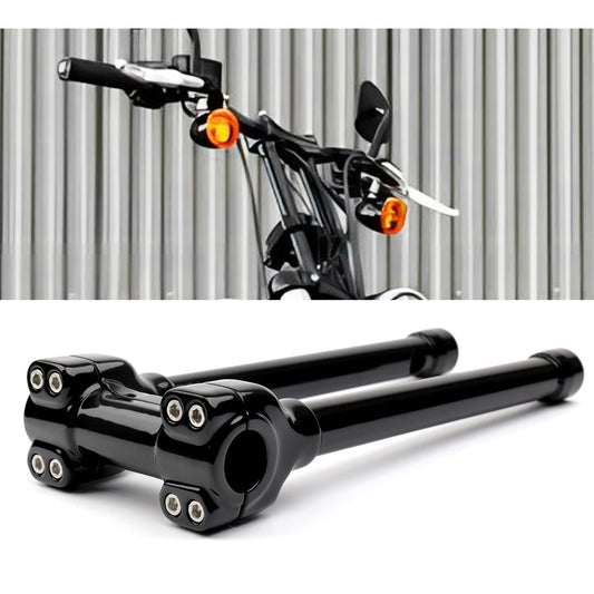 TIGERSGATE 1 inch Diameter Investment-cast steel Risers 12/14 inch Rise One-Piece Handlebar Top Clamp Kit for Dyna Softail Sportster