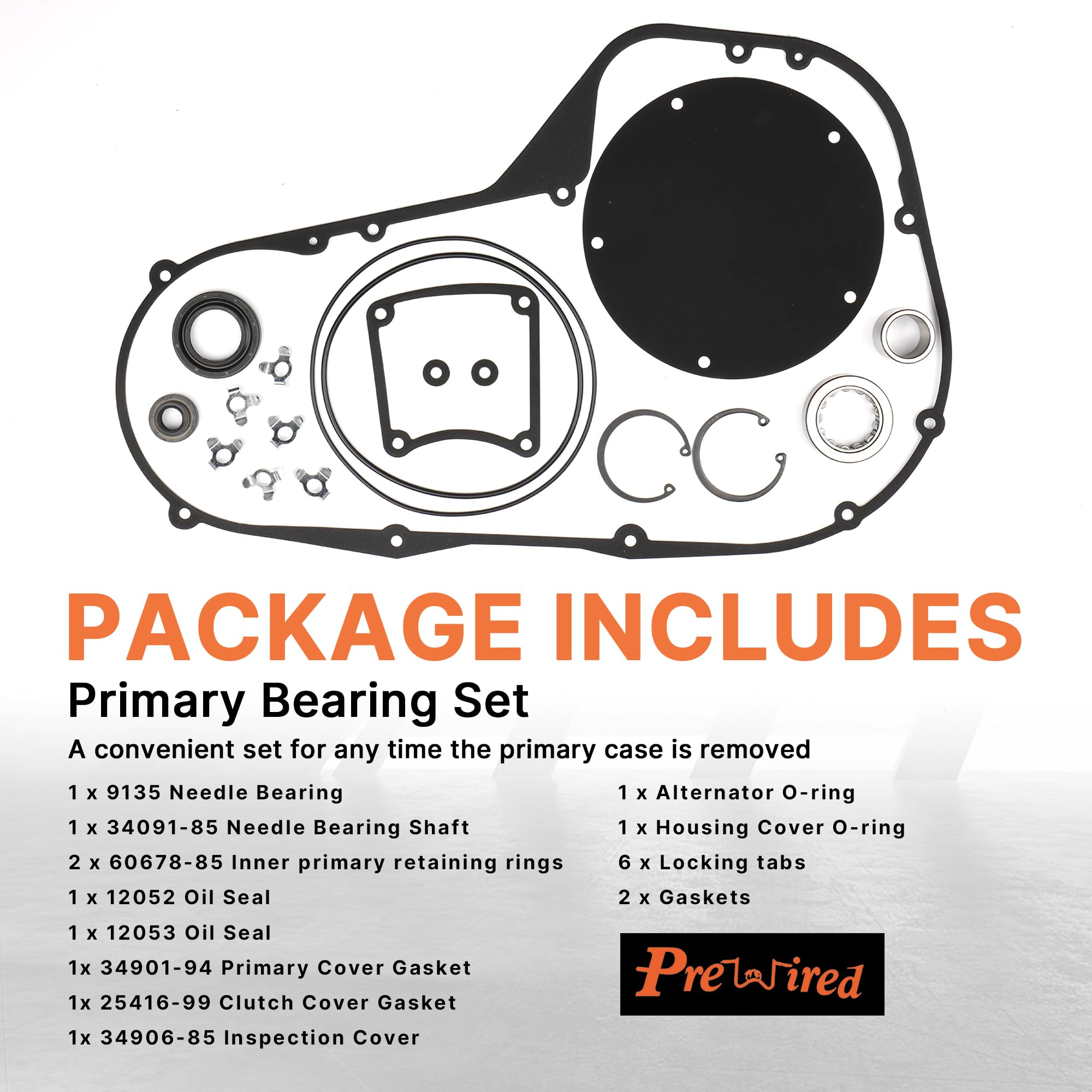 Primary Cover Gasket & Inner Primary Bearing Replacement Seal Kit for Harley 1999-2006 Touring Street Glide FLHX Road King FLHR Electra Glide FLHT Road Glide FLTRX Models