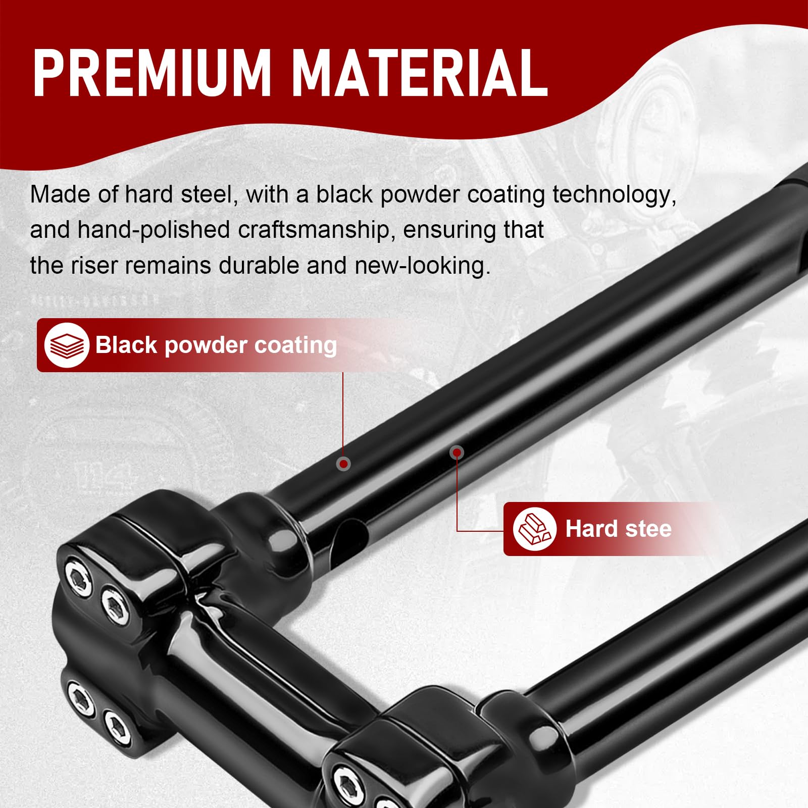 TIGERSGATE 1 inch Diameter Investment-cast steel Risers 12/14 inch Rise One-Piece Handlebar Top Clamp Kit for Dyna Softail Sportster