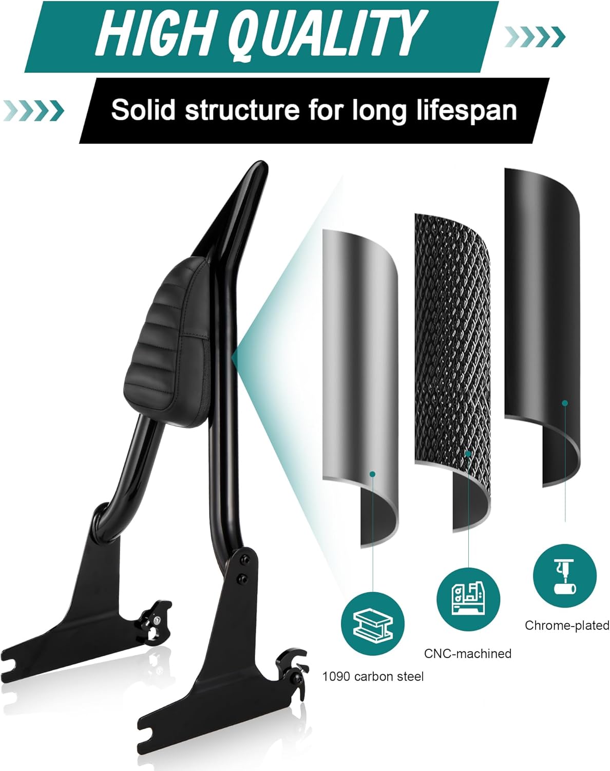 MoKitDora Sissy Bar Detachable Passenger Backrest for Harley Softail 2006-2017 Fat Boy Cross Bones Night Train FL FXST, Black