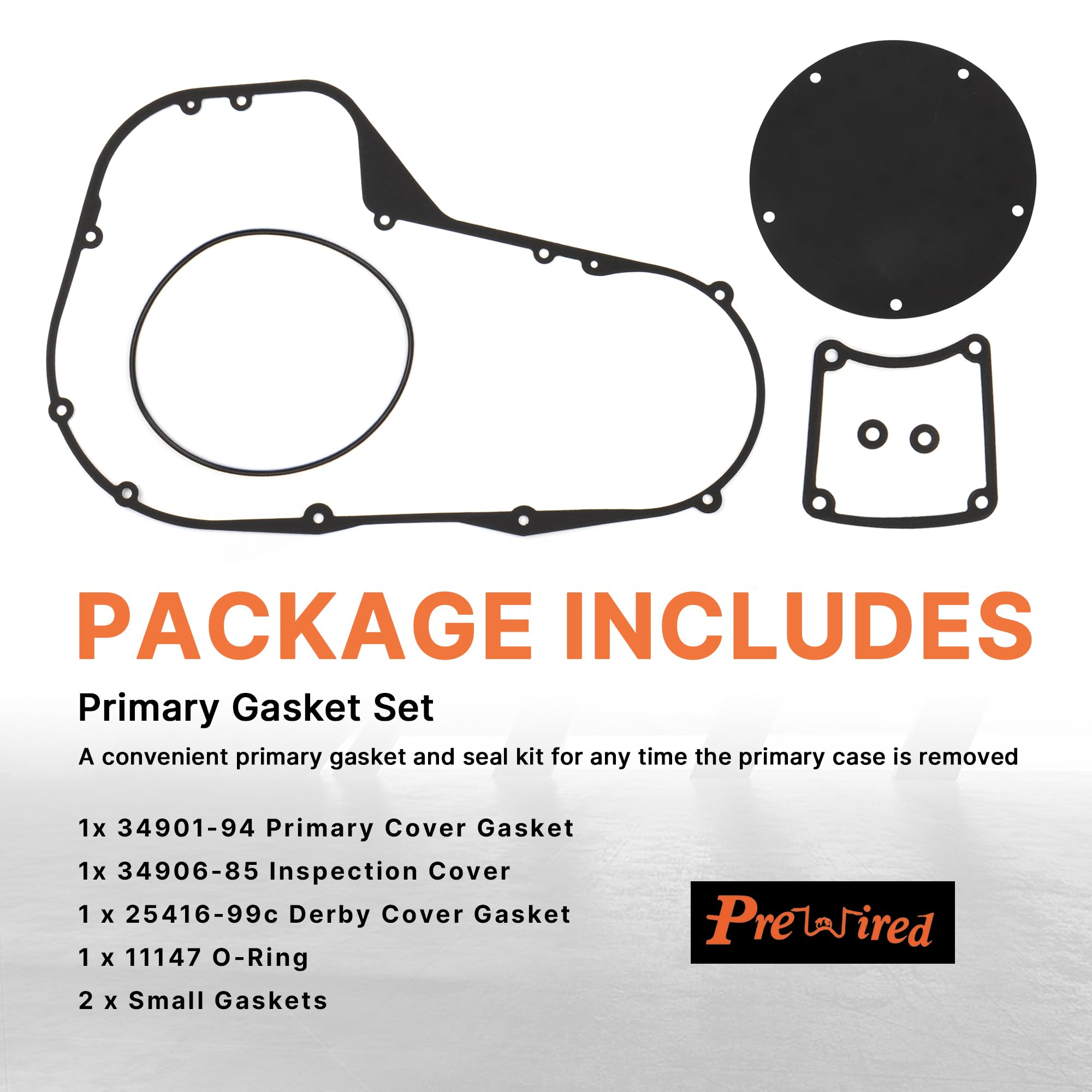 Prewired 1999-2006 Twin Cam Touring Primary Cover Gasket Clutch Inspection Seal Set for Harley 1999-2006 Twin Cam Street Glide/Electra Glide FLHT/Road Glide FLTR/Road King FLHR Models, 4 PCS