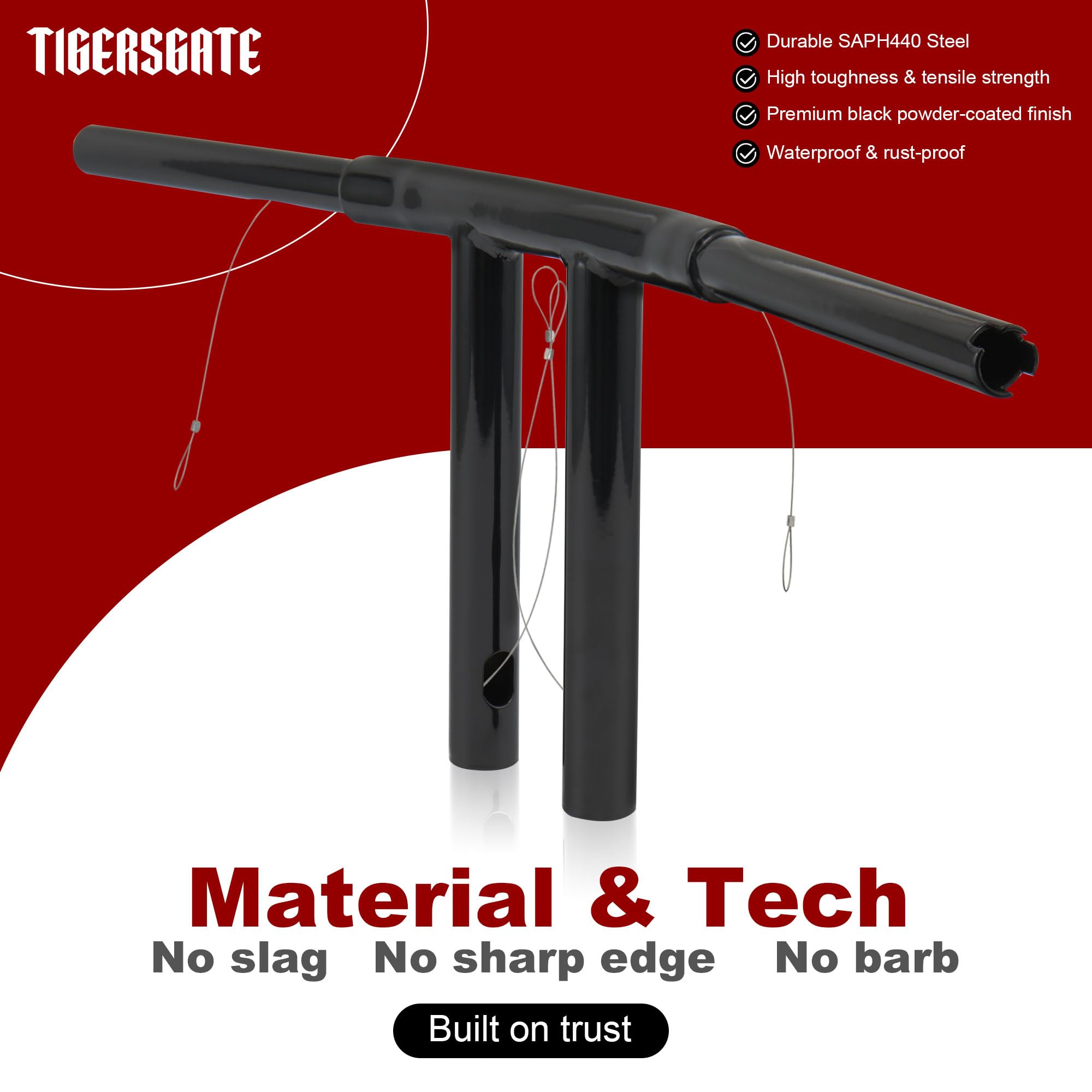 TIGERSGATE 10/12/14/16 inch Narrow T Bars handlebars for 1996-2017 Harley Sportster/Dyna/Softail