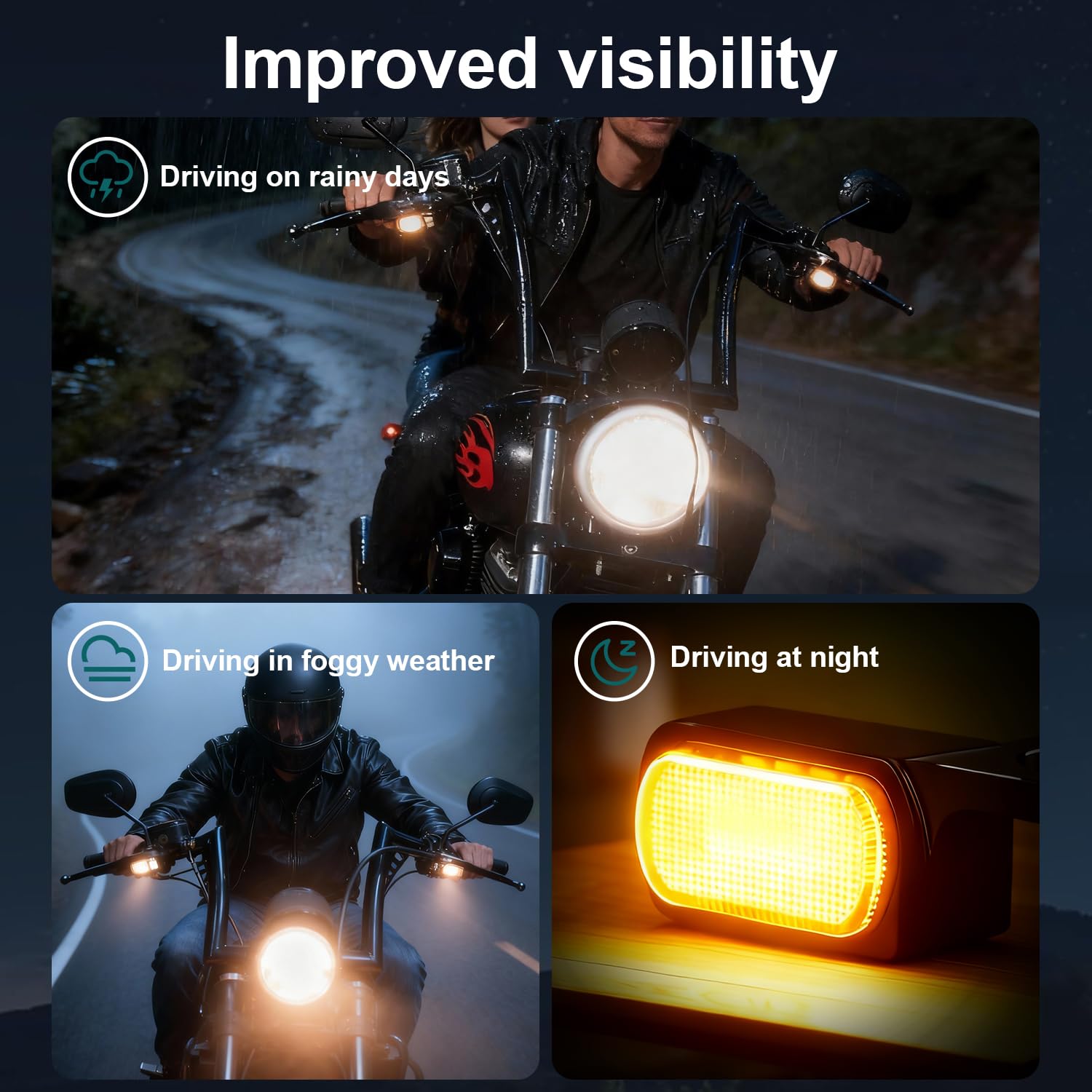 MoKitDora LED Turn Signals Front Mini Blinkers Running Light for 2009-2017 Harley Touring Street Road Electra Glide King 2015-2024 Softail Breakout Deluxe Fat Boy Street Bob