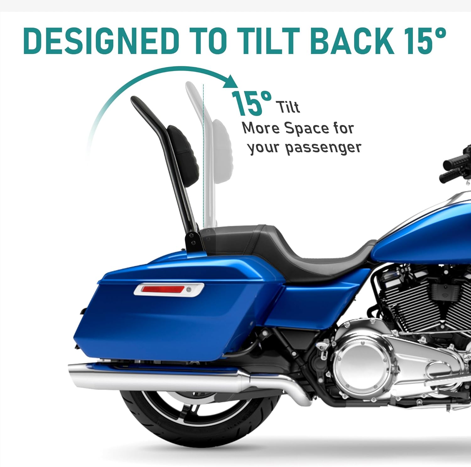 MoKitDora Touring Sissy Bar Passenger Detachable Backrest for 2009-2025 Harley Street Glide FLHX Road Glide FLTR Electra Glide FLHT Road King FLHR, Black