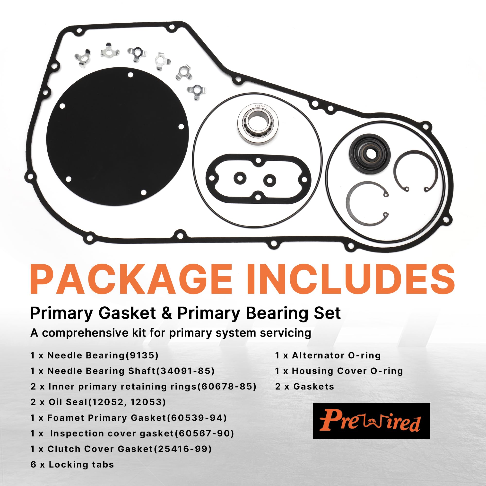 Primary Cover Gasket & Inner Primary Bearing Replacement Seal Kit for Harley 1994-2006 Softail & 1994-2005 Dyna Models