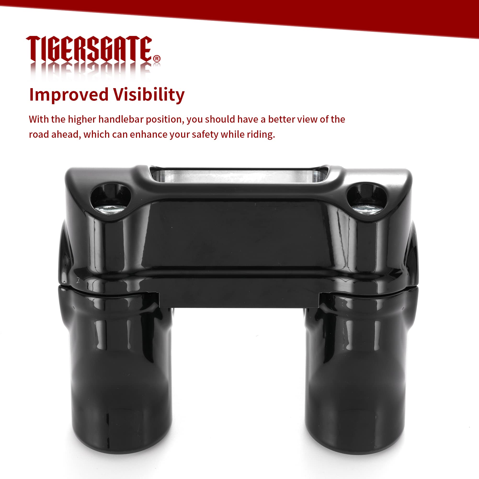 TIGERSGATE Black 2 Rise 1 Pull Back 1.25 Mount Handlebar Risers for 2018-up Harley Street Bob FXBB, Softail Standard FXST, Breakout FXBR, Breakout 117 FXBRS & 2021-Later Street Bob 114 FXBBS Models