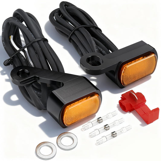 MoKitDora LED Turn Signals Front Mini Blinkers Running Light for 2009-2017 Harley Touring Street Road Electra Glide King 2015-2024 Softail Breakout Deluxe Fat Boy Street Bob