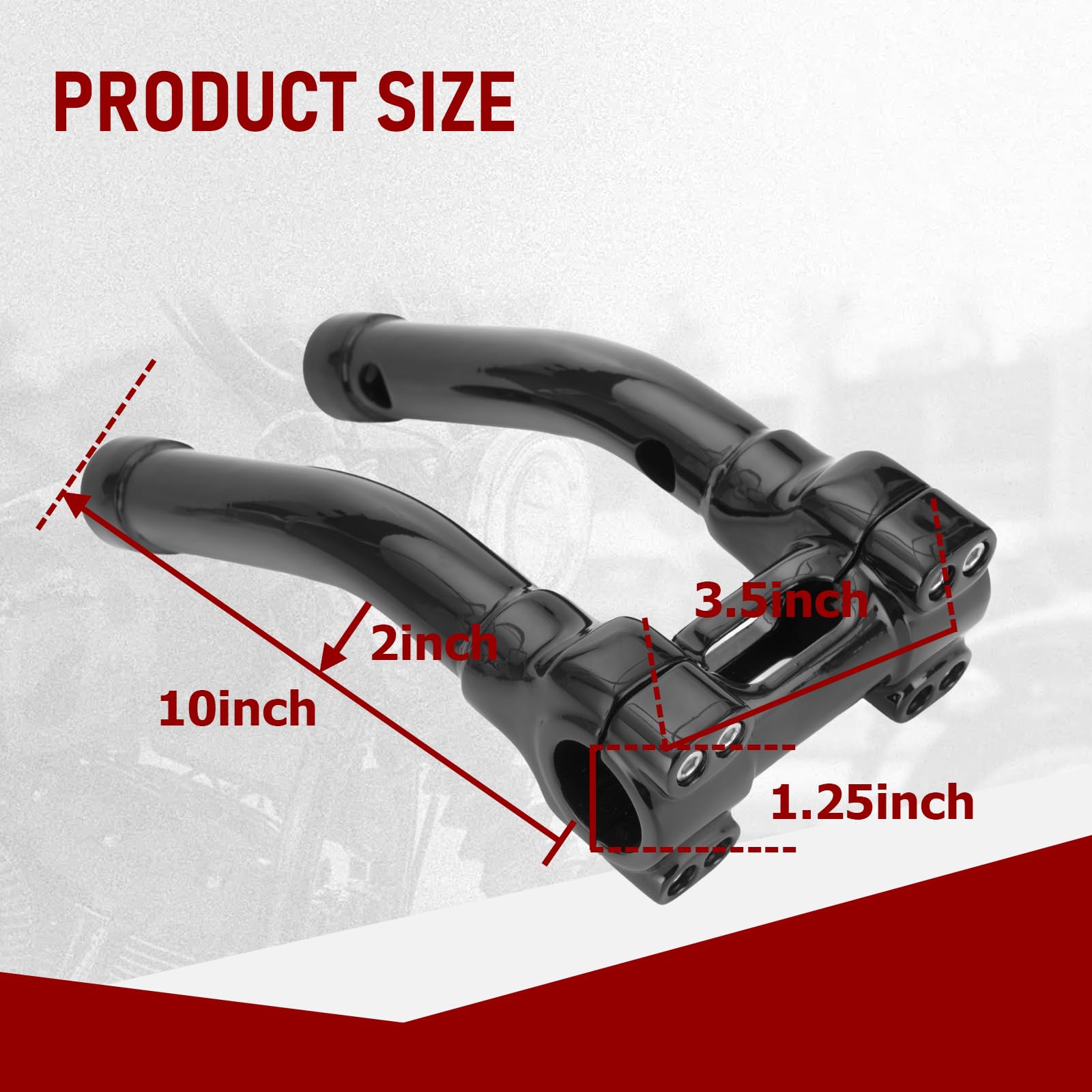 TIGERSGATE 10 Inch Handlebar Riser 1.25 Murdock Pullback Risers for Harley, Black