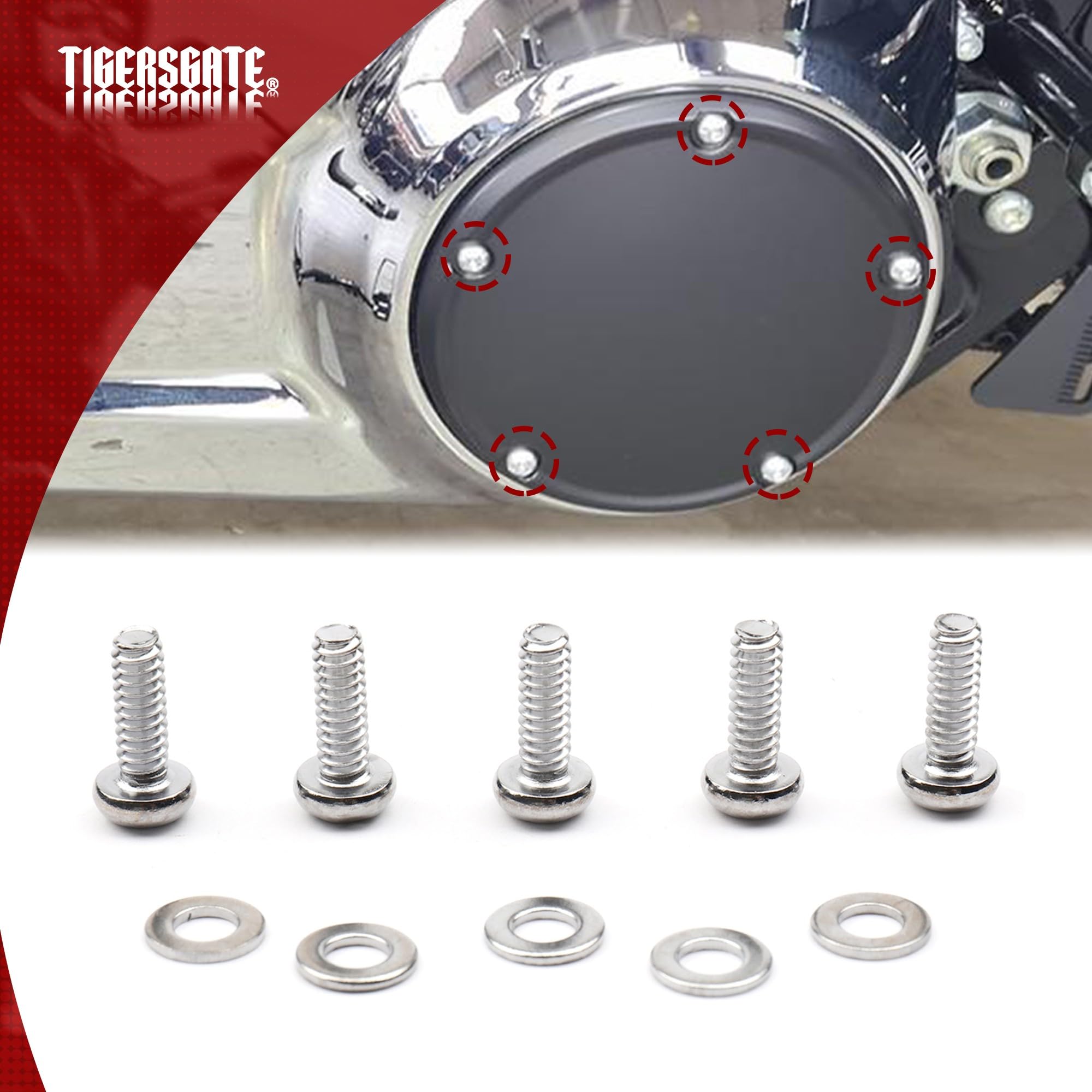 TIGERSGATE Derby Cover Hardware Bolt Kit for '19-Later Softail and '18-Later FLSB Sport Glide Models.